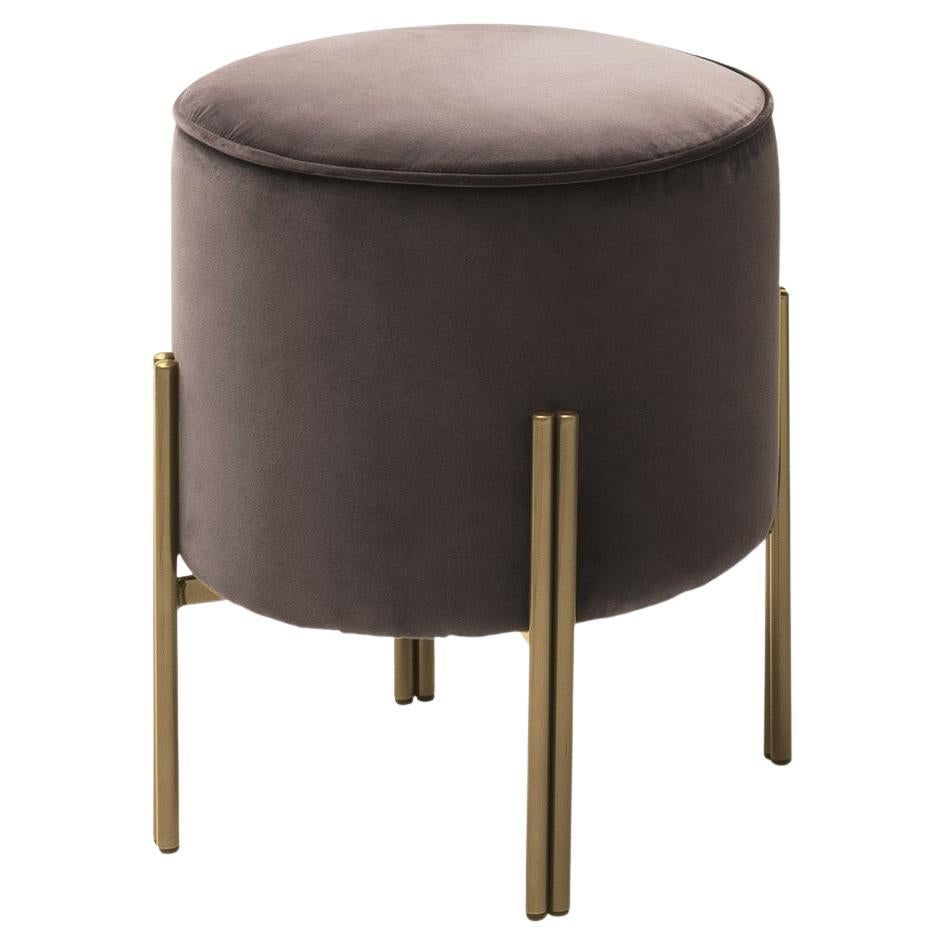 Modern Italian Ottoman with Metal Frame and Velvet Seat-Bontempi Casa Collection For Sale