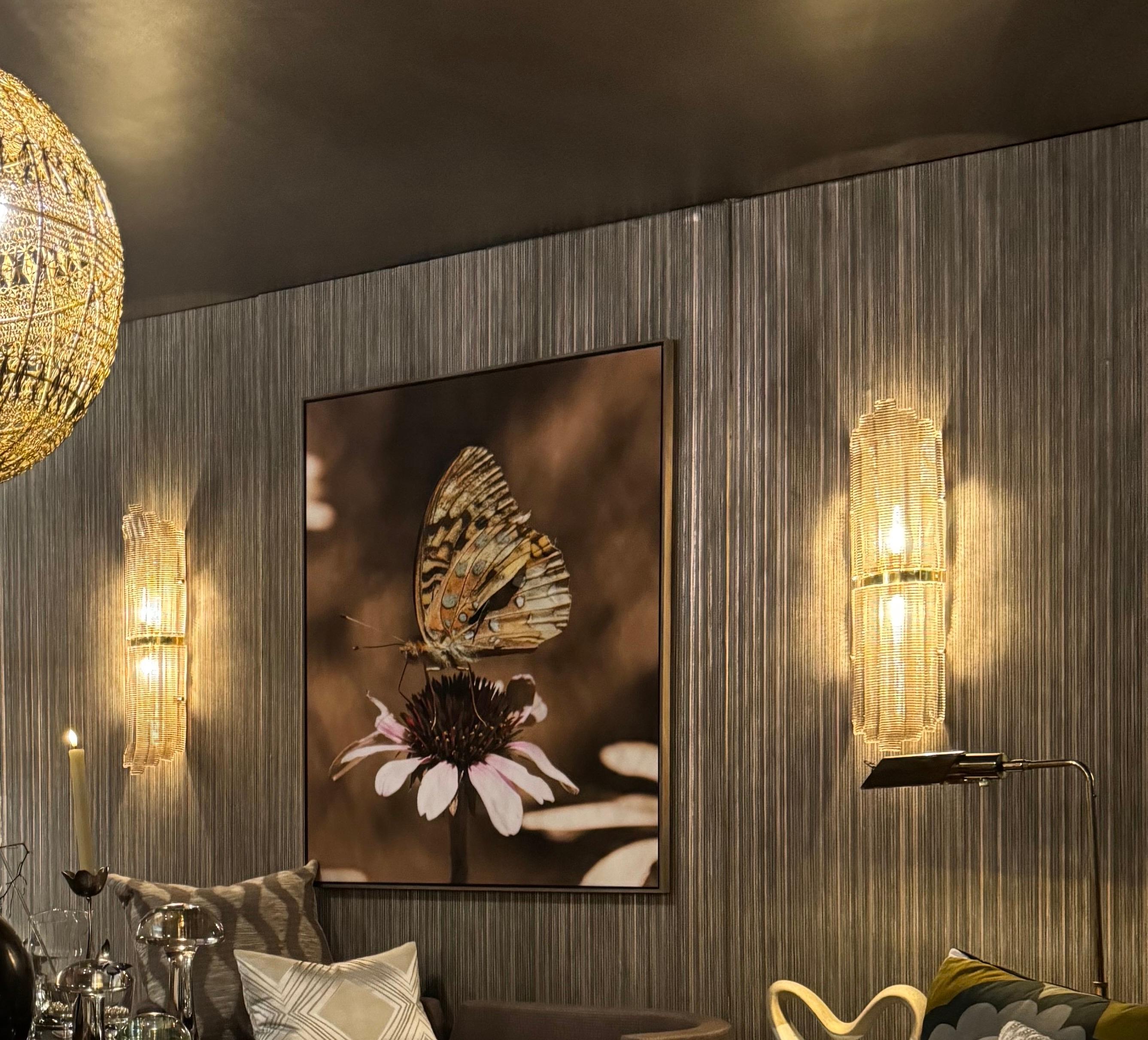 Coppia di lampade da parete/soffitto in ottone con vetro di Murano fumé in vendita 8