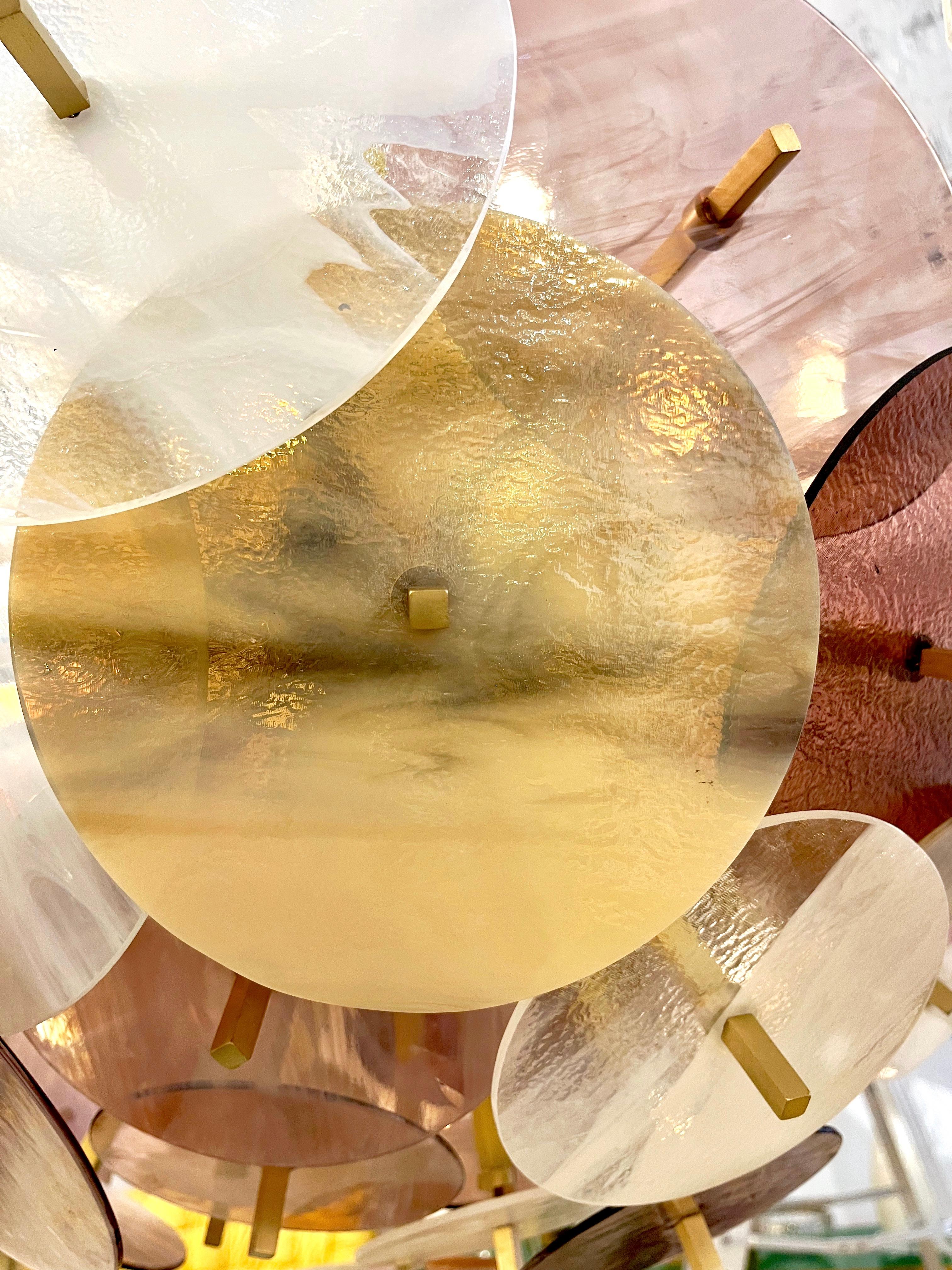 Moderner italienischer Sputnik-Einbaubeleuchtung aus pastellfarbenem, rosa, gelbem und weißem Muranoglas im Angebot 1