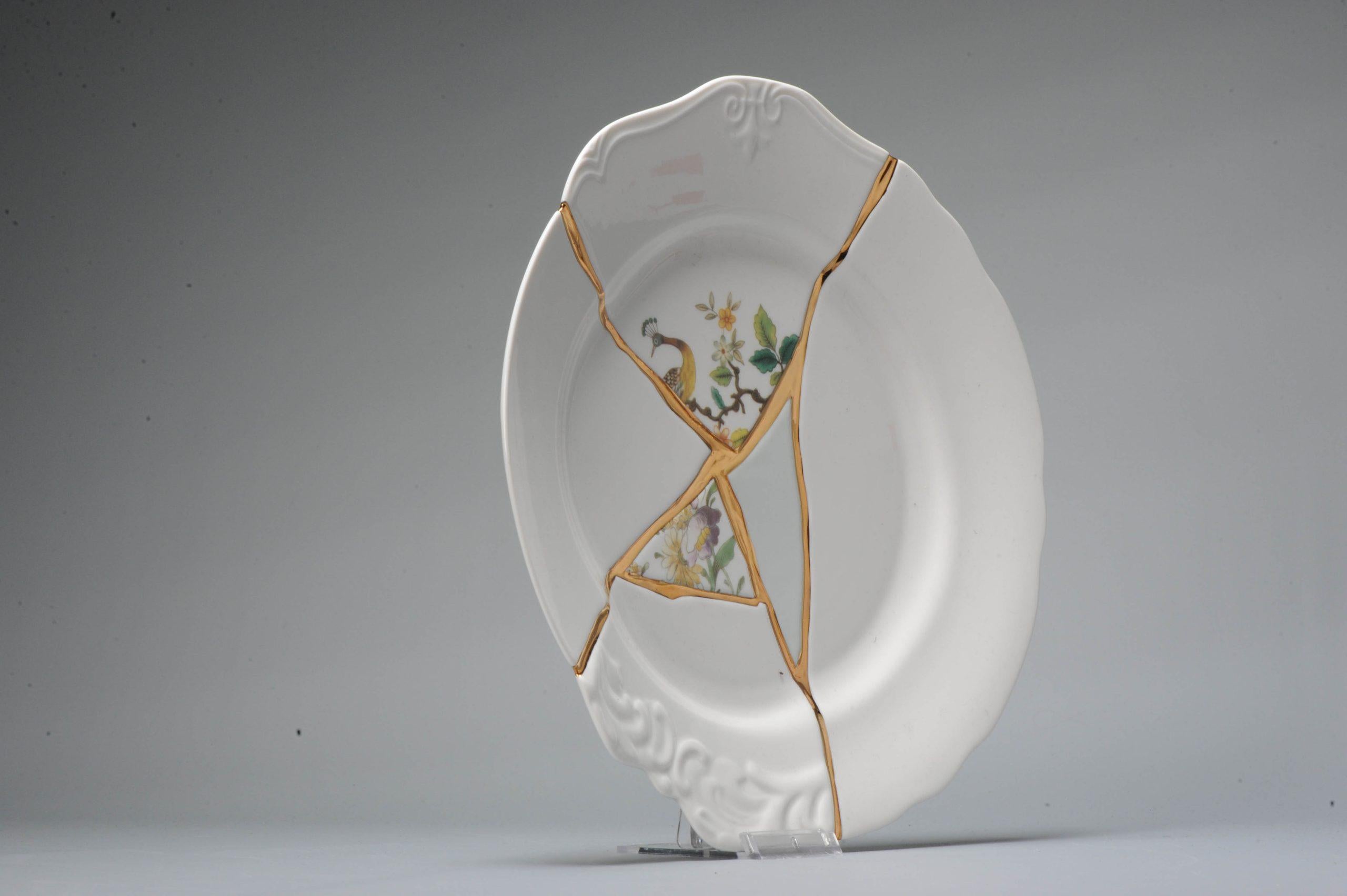 Modern Italian Porcelain Plate European Seletti Japanese Kintsugi Repair For Sale 5