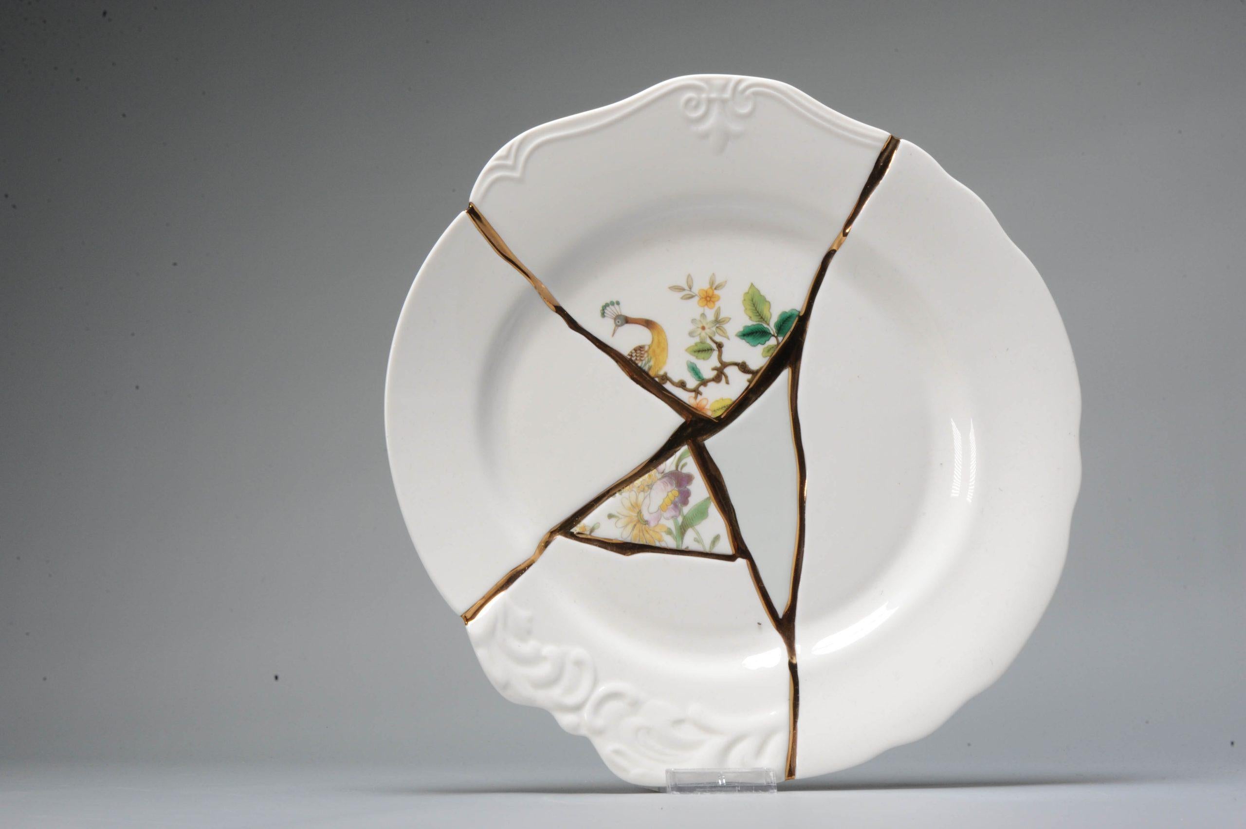 Modern Italian Porcelain Plate European Seletti Japanese Kintsugi Repair For Sale 7