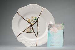 Modern Italian Porcelain Plate European Seletti Japanese Kintsugi Repair