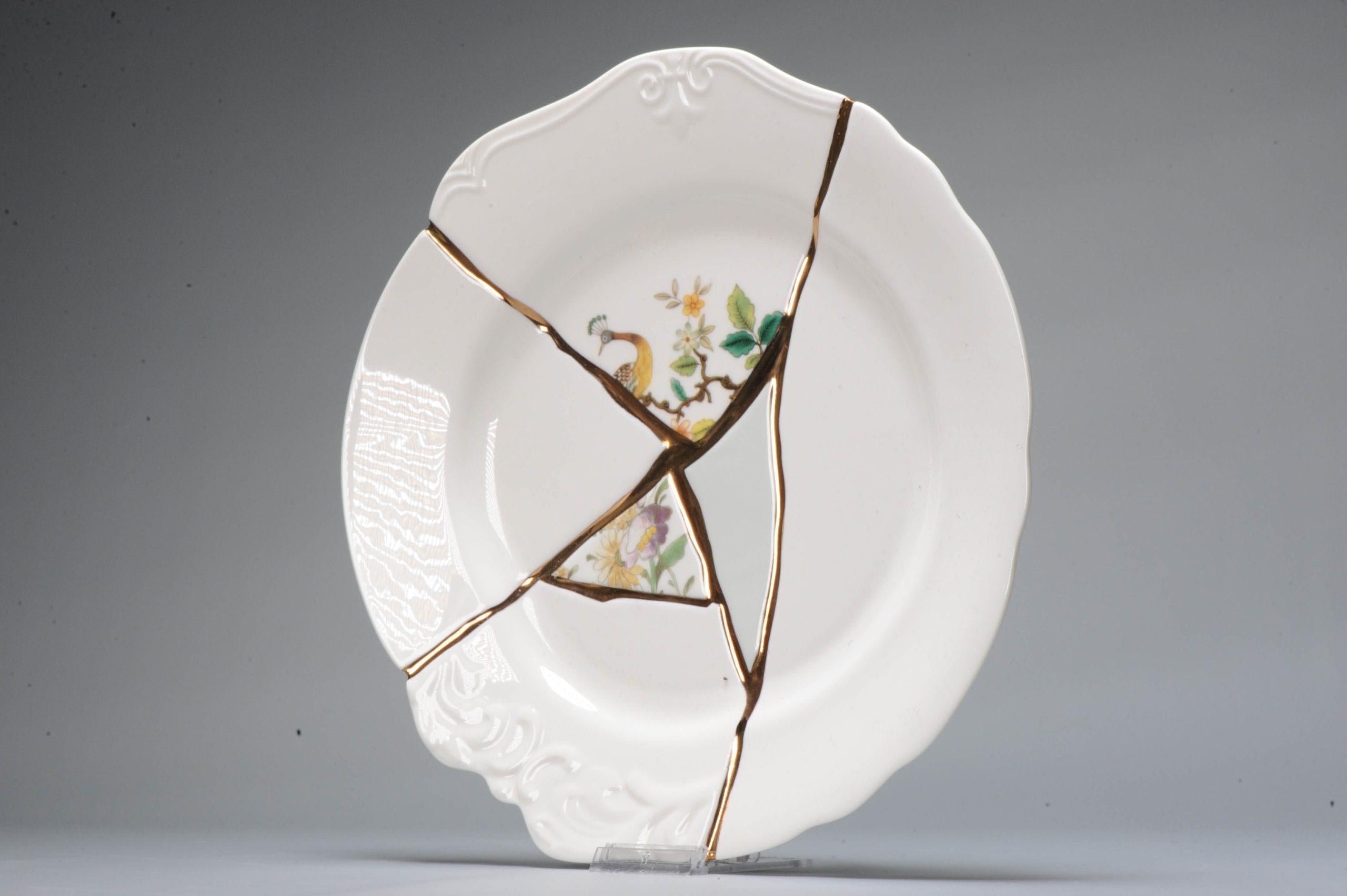 Qing Modern Italian Porcelain Plate European Seletti Japanese Kintsugi Repair For Sale