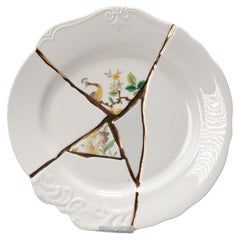 Modern Italian Porcelain Plate European Seletti Japanese Kintsugi Repair