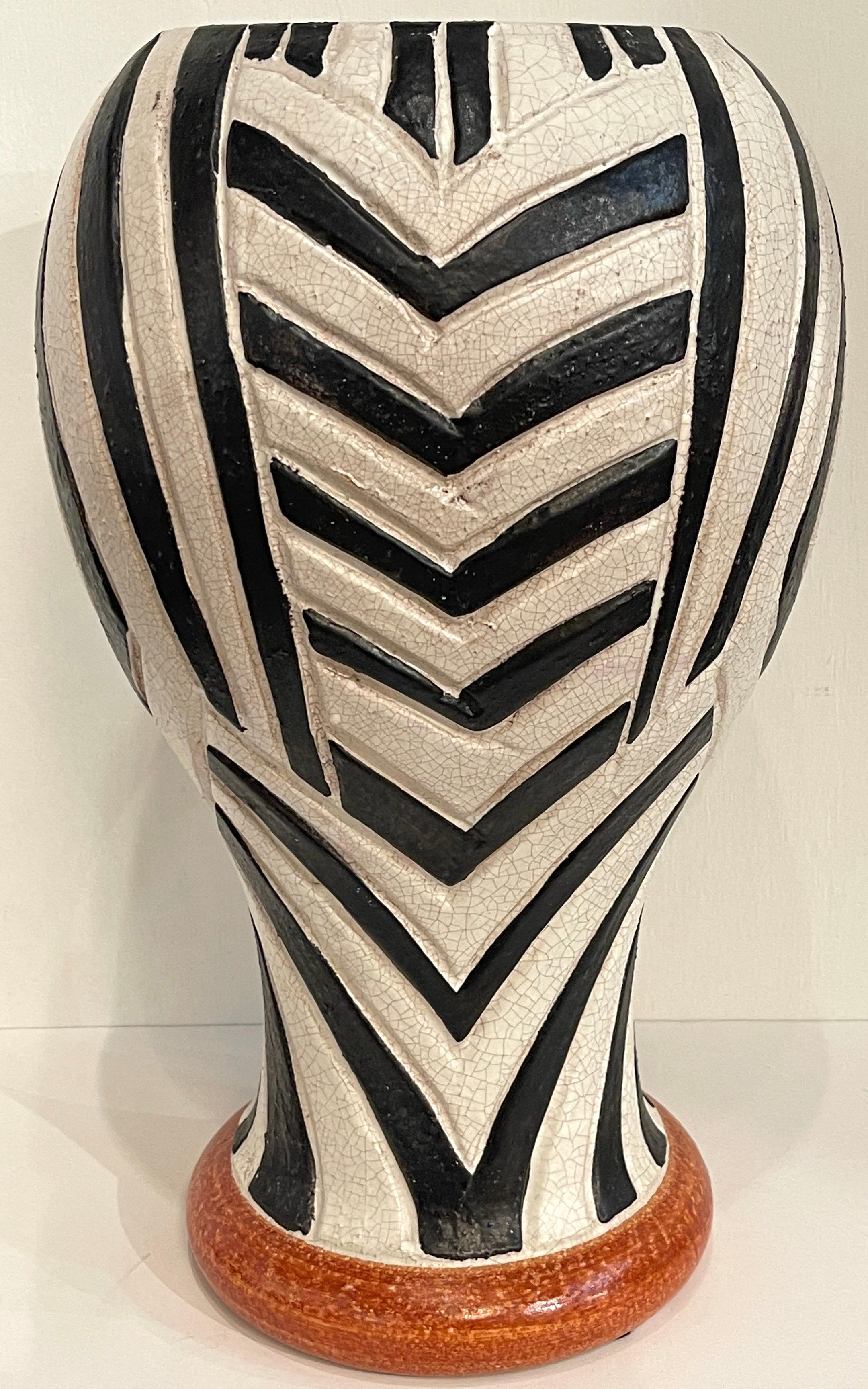 Hand-Painted Modern Italian Pottery Mask Motif Vase, by ND Dolfi
