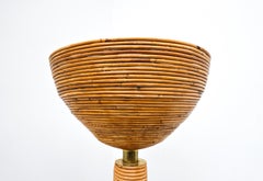 21st Century Modern Italian Brown Rattan Floor Lamp