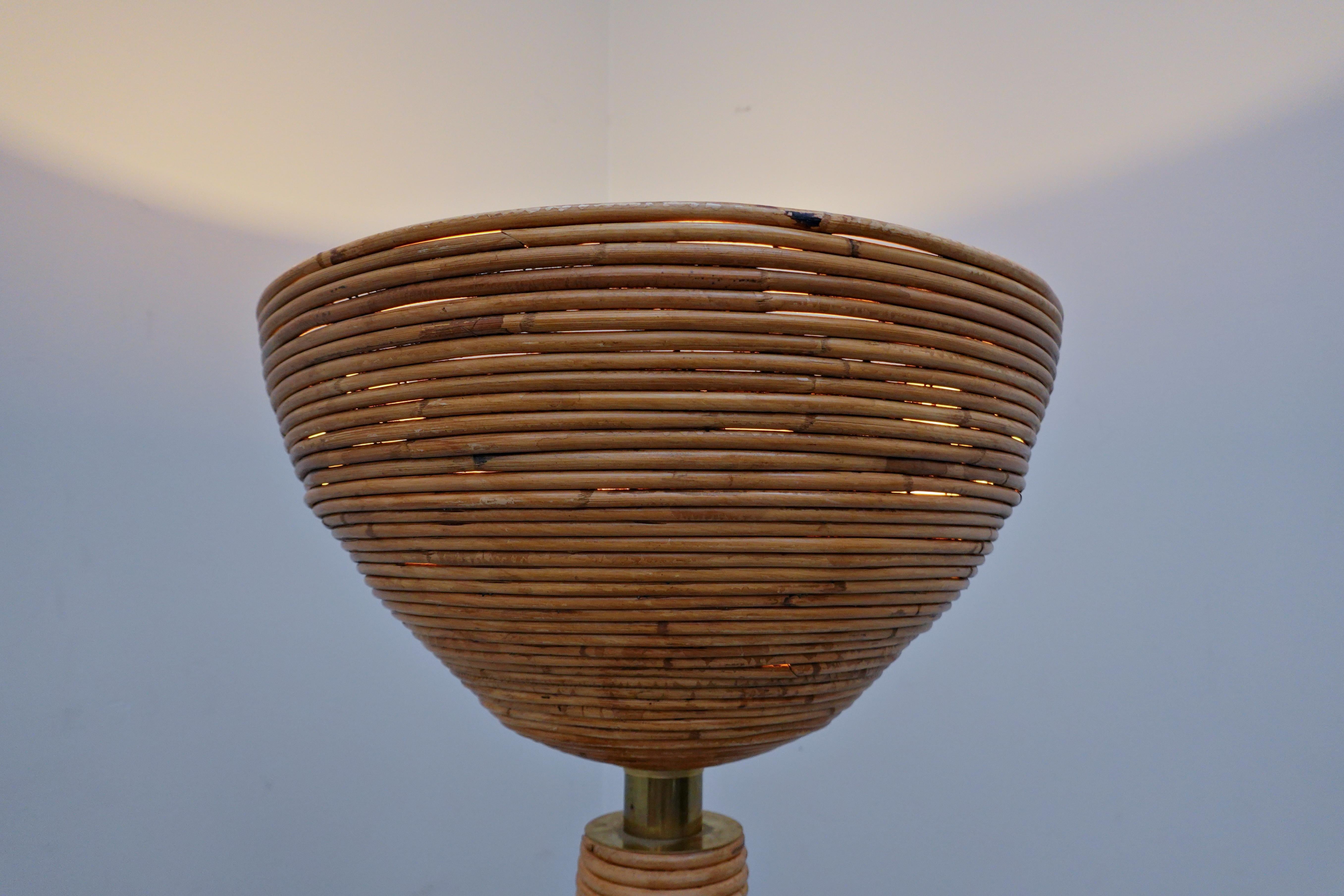 21st Century Modern Italian Brown Rattan Floor Lamp For Sale 3