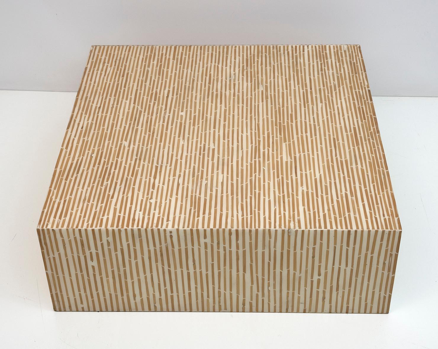 Late 20th Century Modern Italian Resin and Bamboo Coffee Table For Sale