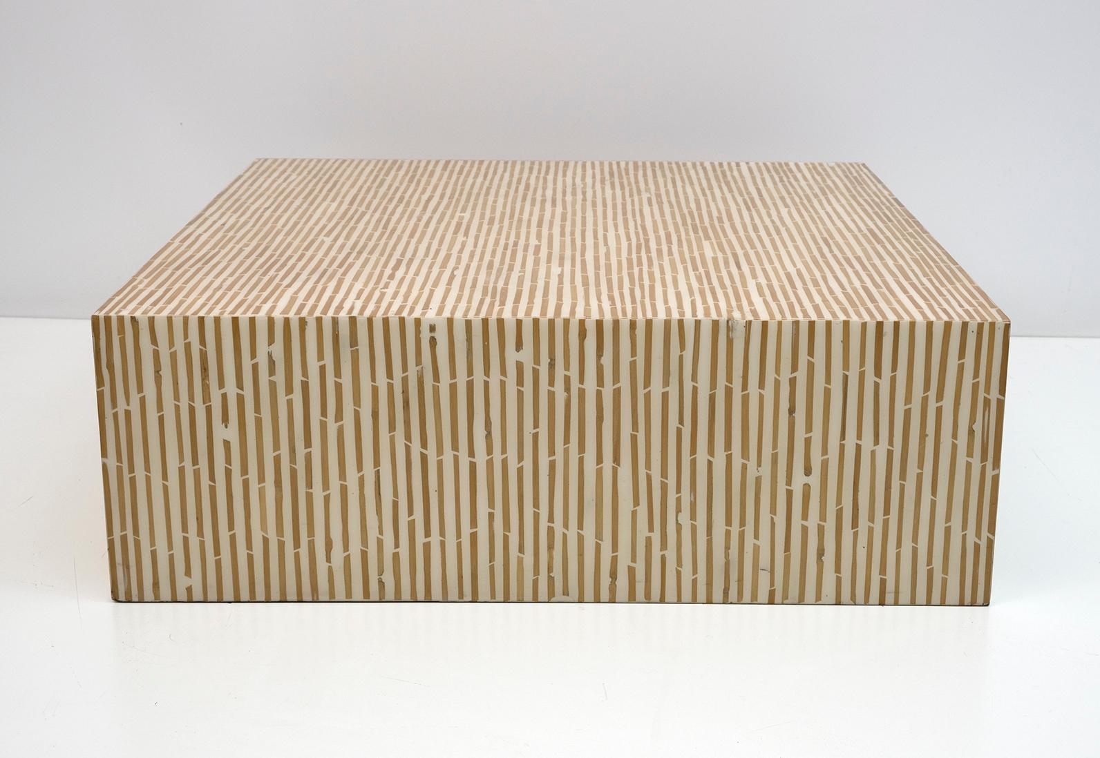 Modern Italian Resin and Bamboo Coffee Table For Sale 1
