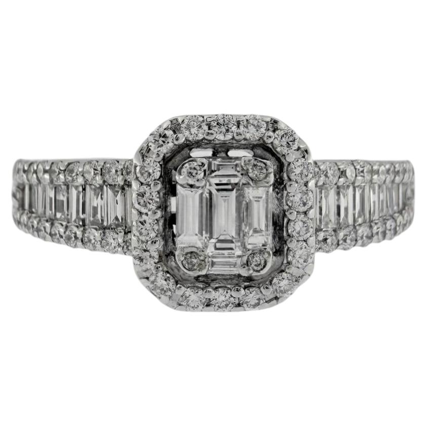Modern Italian Ring 18kt White Gold with Diamonds