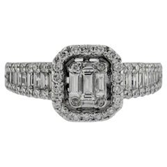 Modern Italian Ring 18kt White Gold with Diamonds