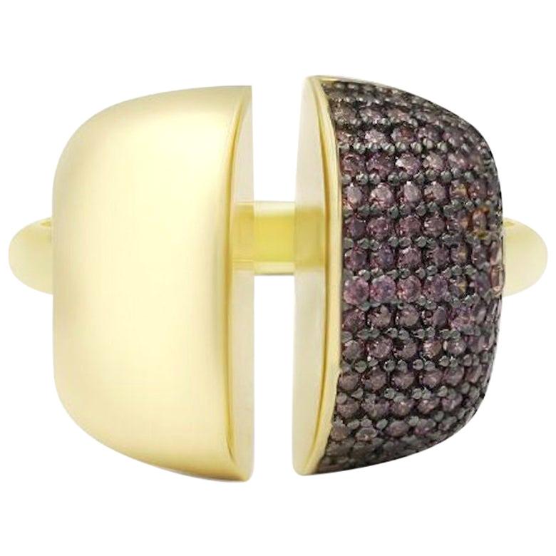 For Sale:  Modern Italian Rococo Baroque Style Yellow Gold 14 Karat Statement Ring for Her