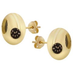 Modern Italian Rococo Style Yellow Gold Statement Stud Earrings for Her