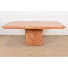 Modern Italian Rouge Marble Pedestal Dining Table, Circa 1970s