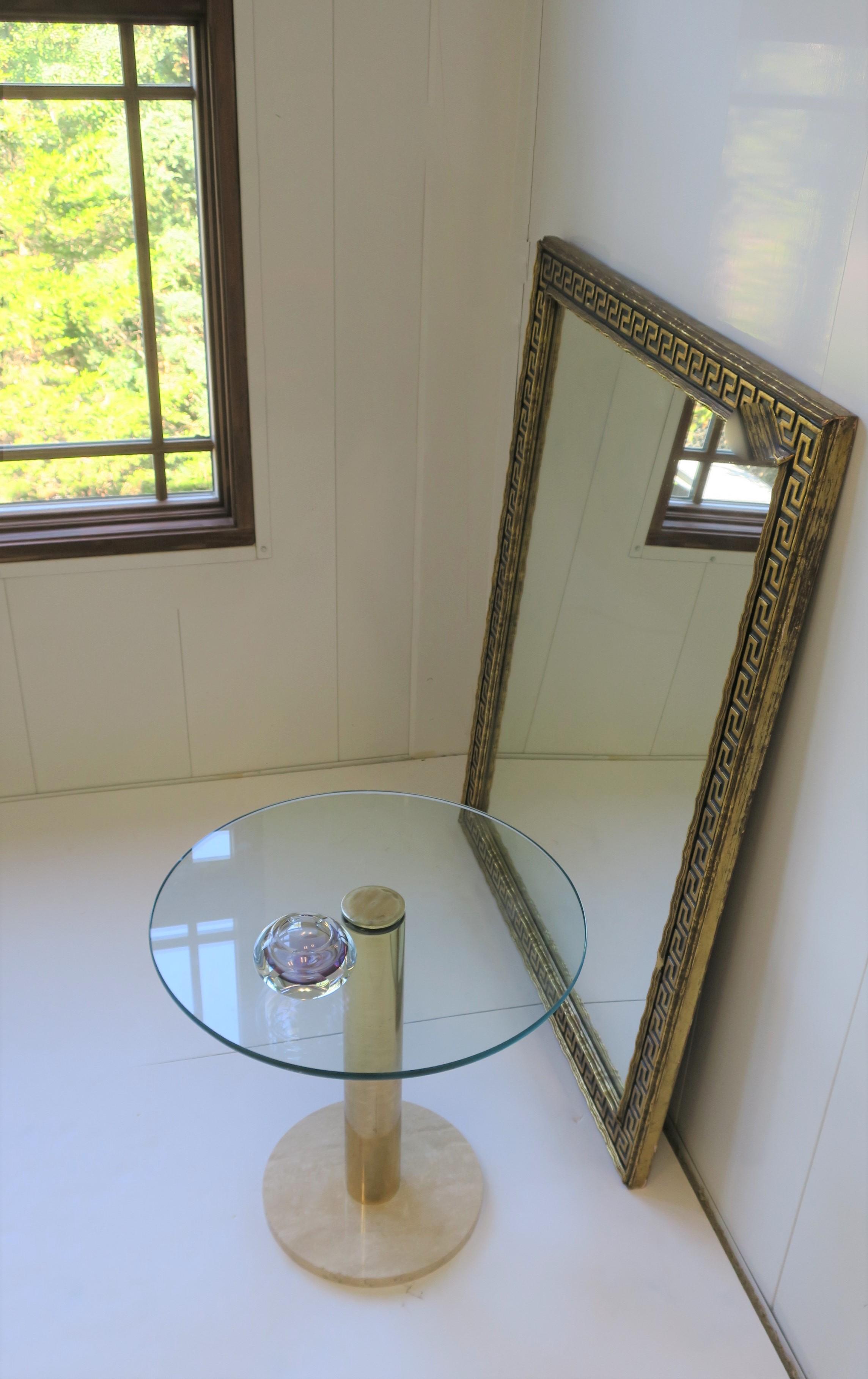 Modern Italian Round Brass, Glass and Marble Side Table by Pace, ca. 1970s 3