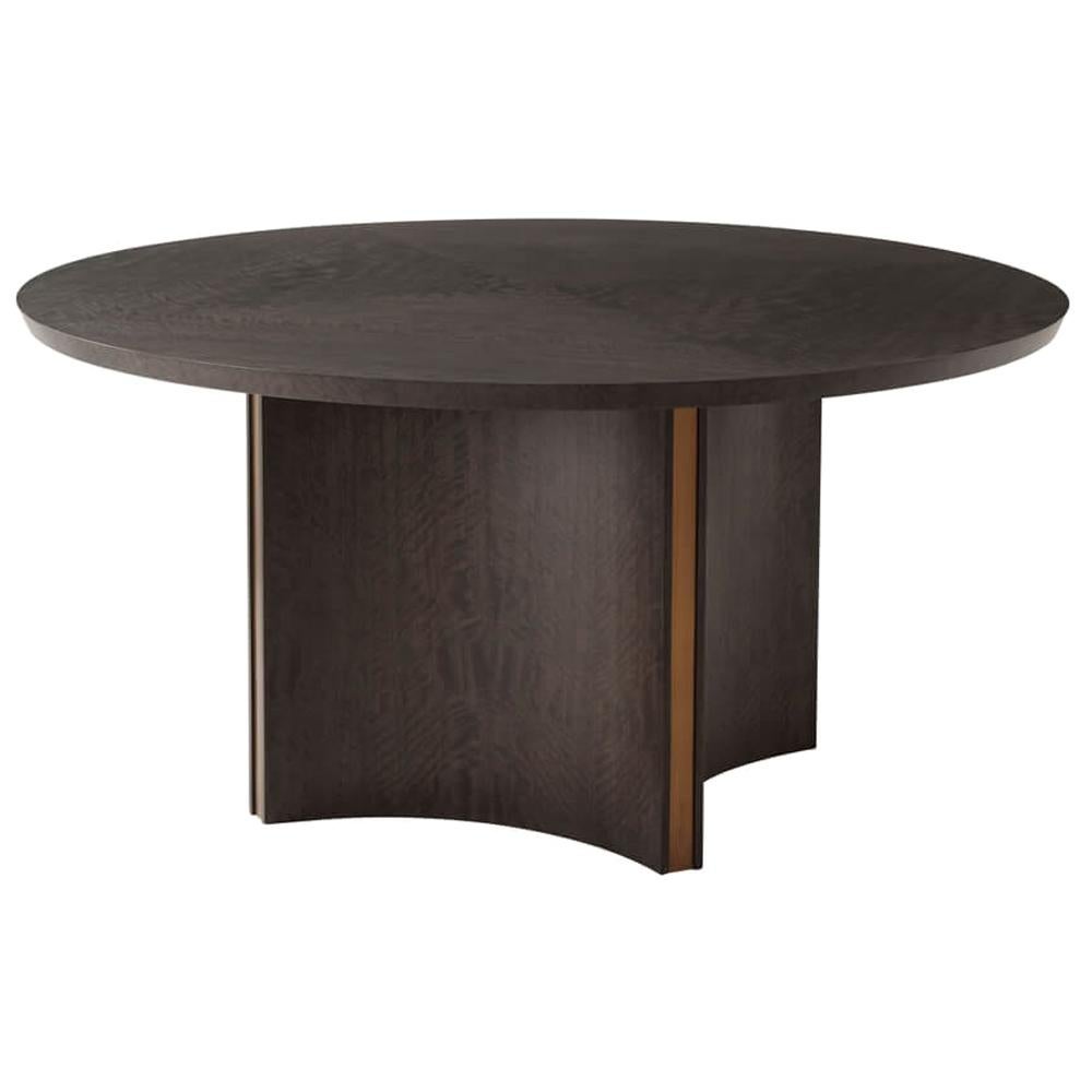 European Modern Woven Iron and Bronze Glass Allure Round Dining Table