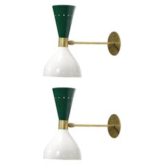 Moderne italienische Wandleuchter „Sablier“ in Grün und Weiß, Vintage-Design