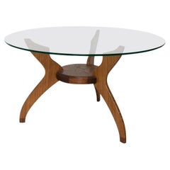 Base de table d'appoint sculpturale italienne moderne en noyer et bambou par Ambianic