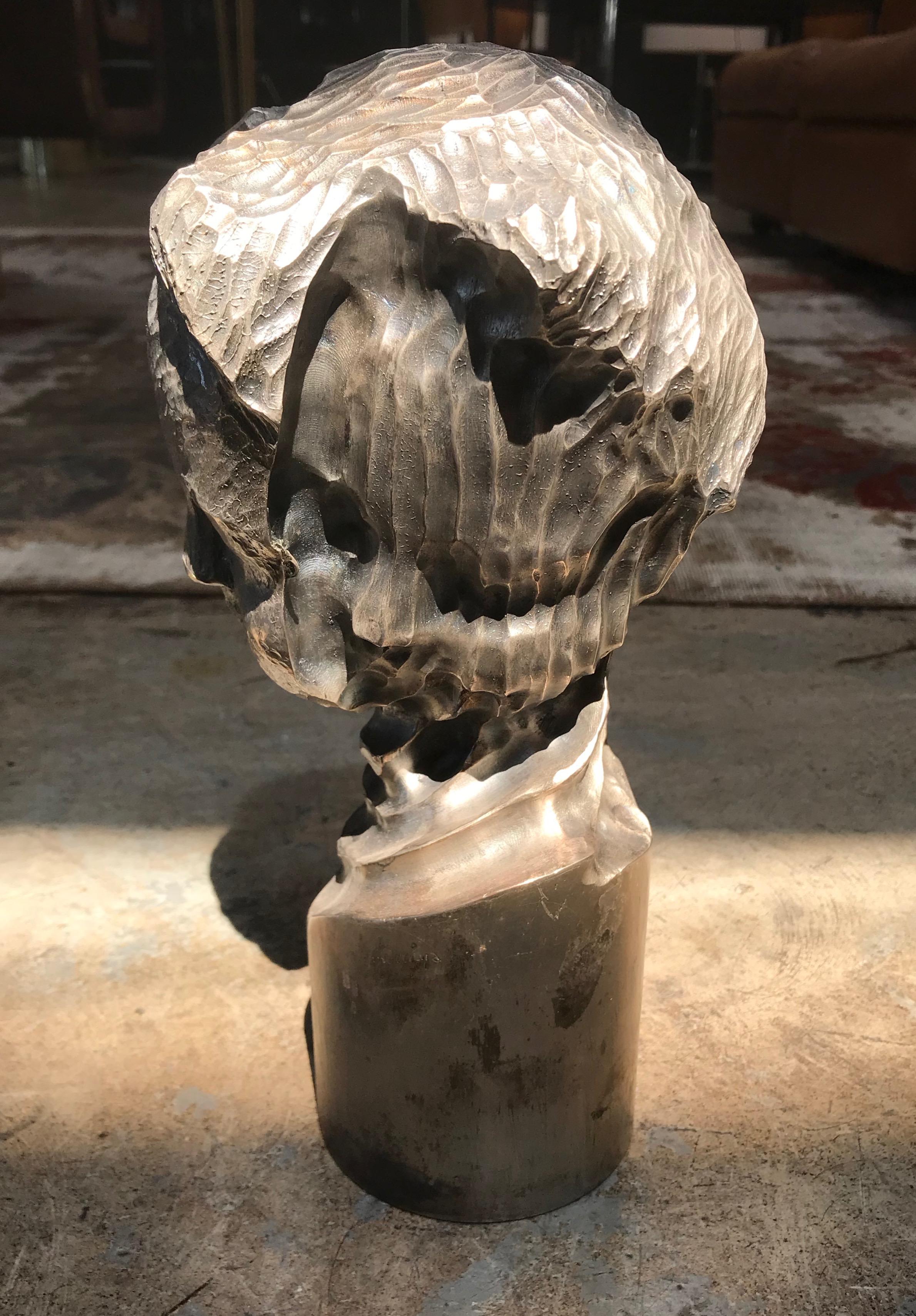 Modern Italian Sculpture Sterling Silver Child Portrait, 1970s In Good Condition In Los Angeles, CA