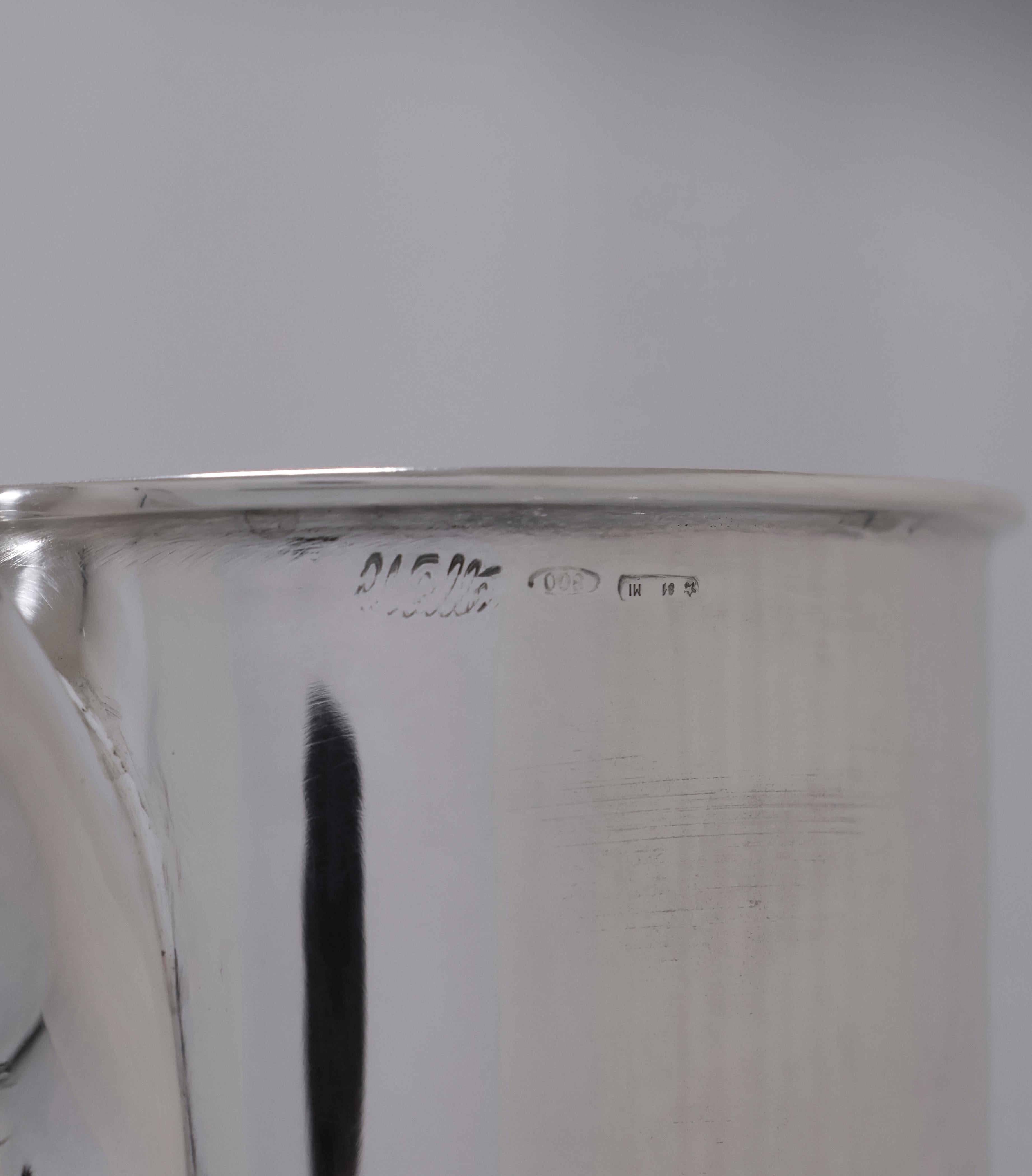 Brocca d'argento italiana moderna con design sagomato di Valle (1950) in vendita 2