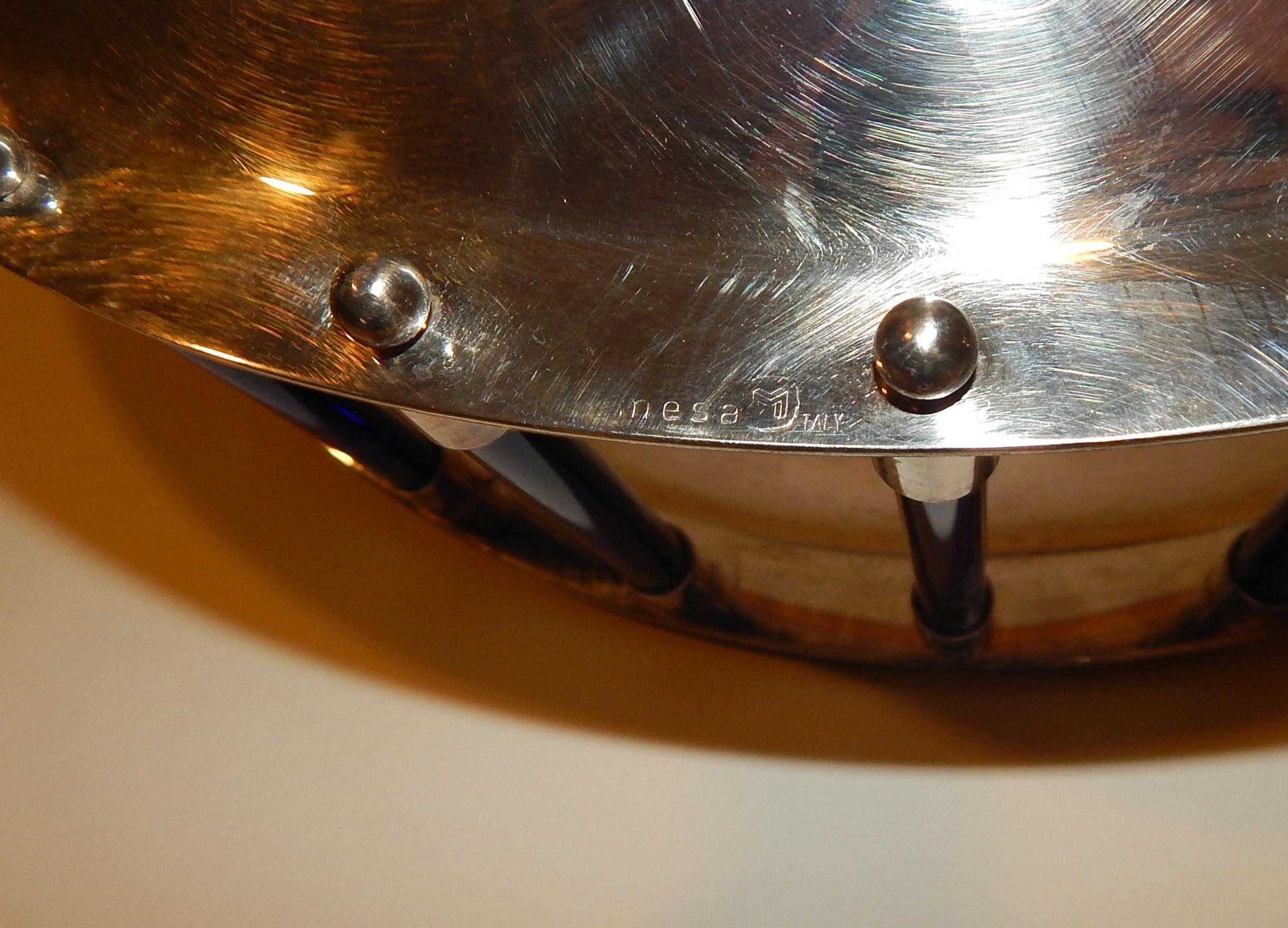 Plaqué argent Giuliano Malimpensa - Centre de table moderne italien en métal argenté « Dondolo » pour Mesa en vente