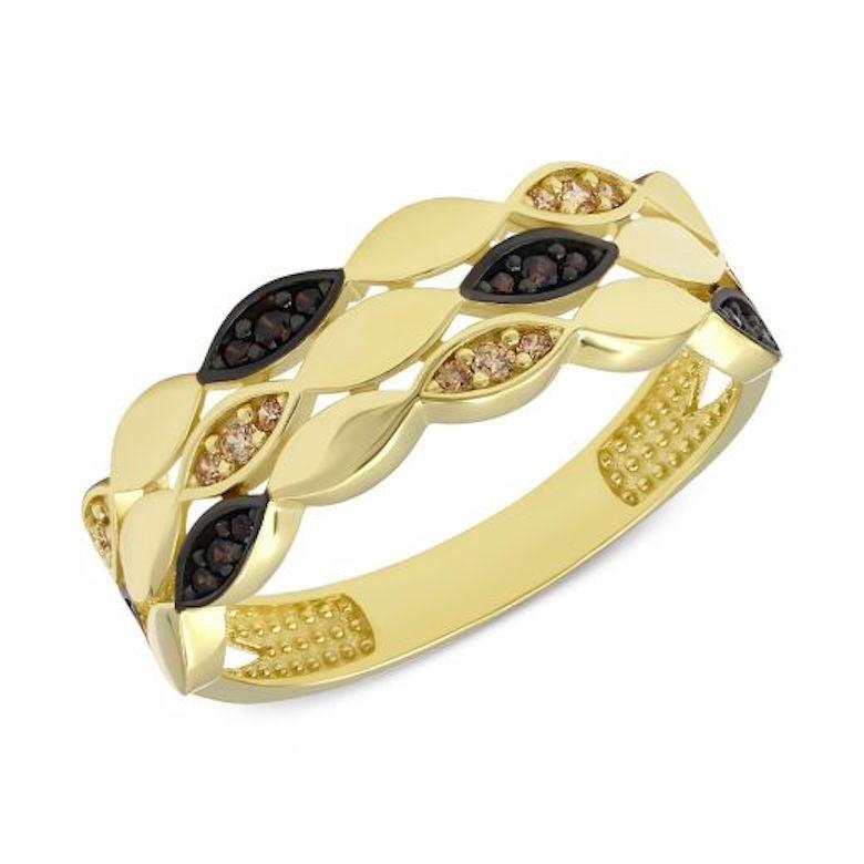 For Sale:  Modern Italian Style Yellow Gold Zirconia Ring for Her 3