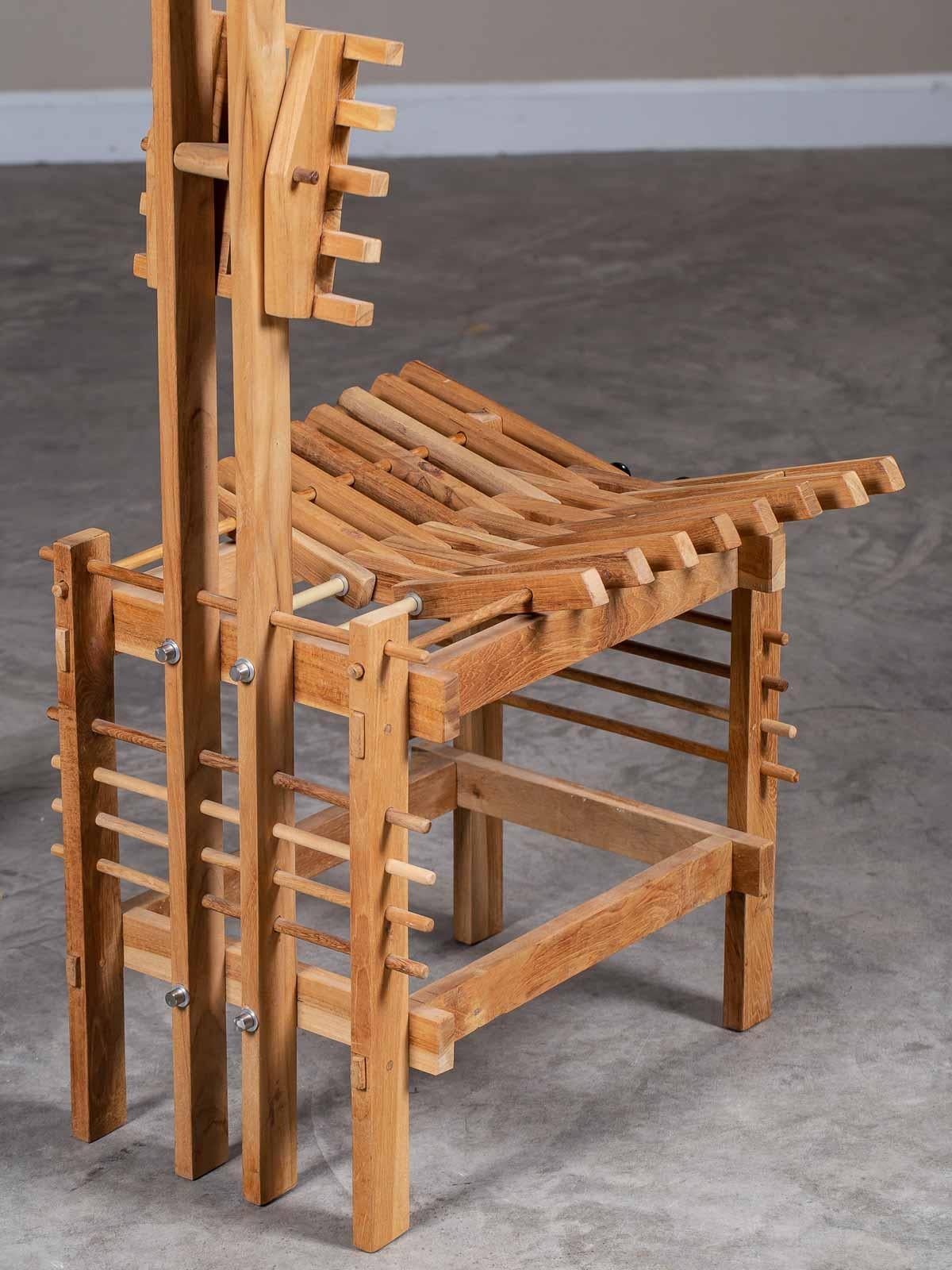Modern Italian Tall Beech Anacleto Spazzapan Chair, circa 1996 For Sale 14