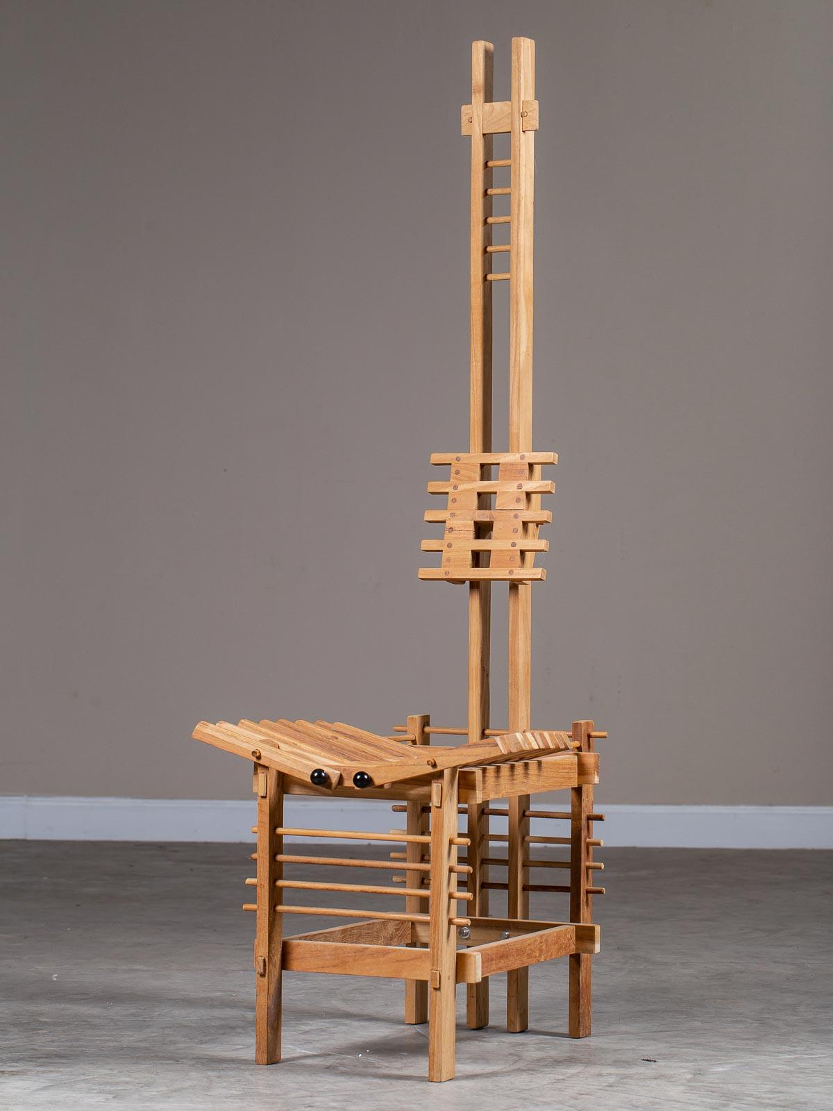 Modern Italian Tall Beech Anacleto Spazzapan Chair, circa 1996 For Sale 15