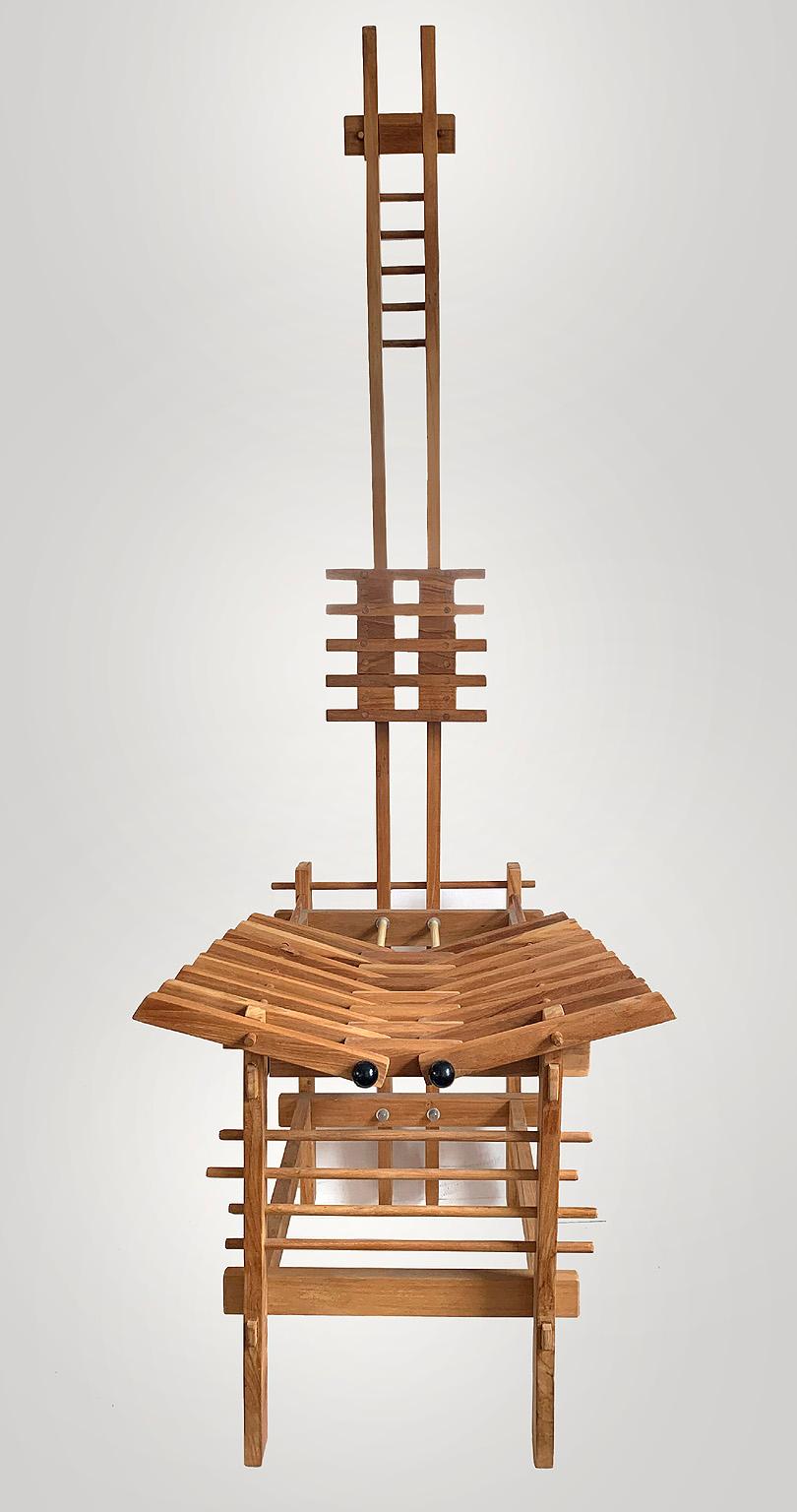 Modern Italian Tall Beech Anacleto Spazzapan Chairs, Pair 8