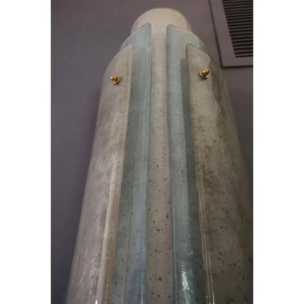 Modern Italian Tall Layered Wall Light in White Blue Gray Frosted Murano Glass For Sale 10