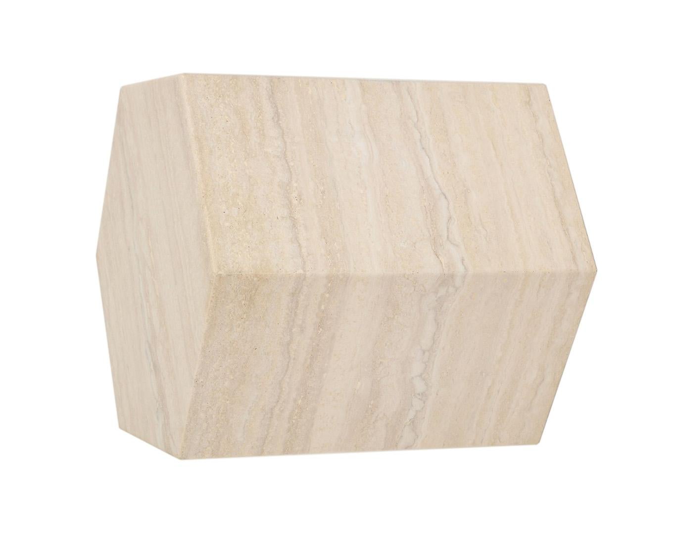 Modern Italian Travertine Hexagonal Side Table or Pedestal 2