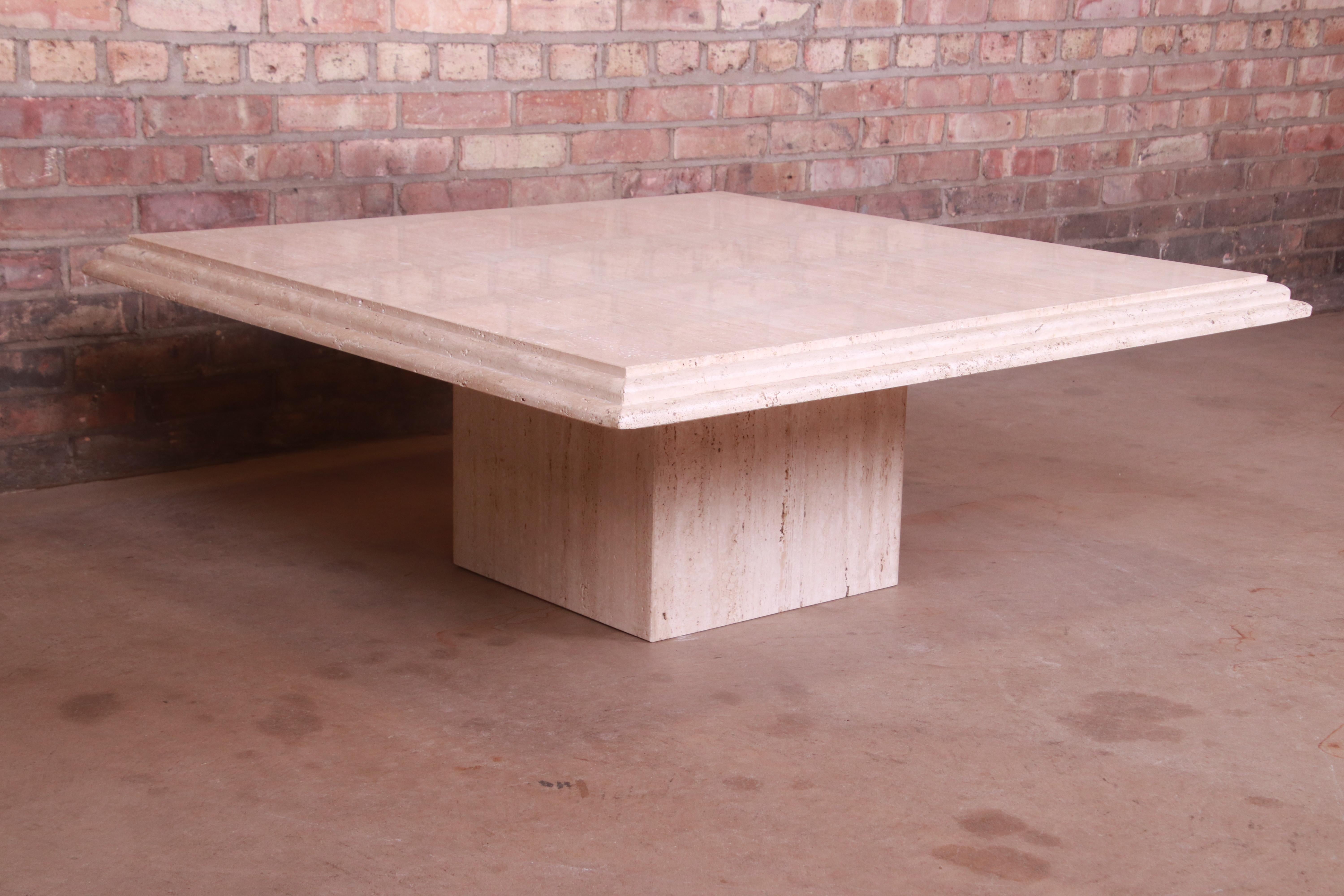 Modern Italian Travertine Marble Cocktail Table, Circa 1970s 2