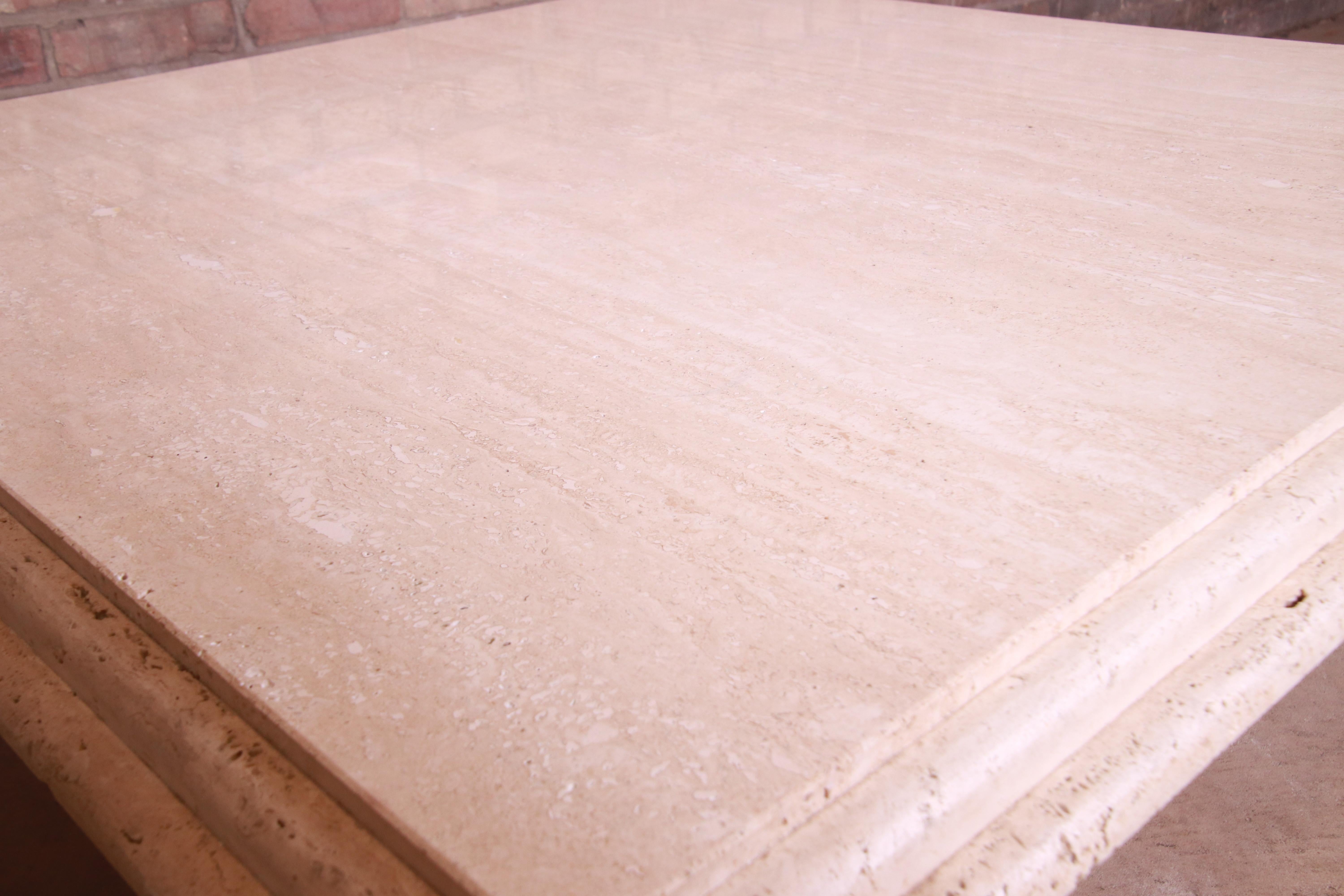 Modern Italian Travertine Marble Cocktail Table, Circa 1970s 5