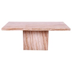 Modern Italian Travertine Marble Pedestal Dining Table, circa 1970s Modern Italian Travertine Marble Pedestal Dining Table, circa 1970s