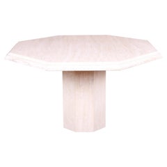 Modern Italian Travertine Octagonal Pedestal Dining or Center Table