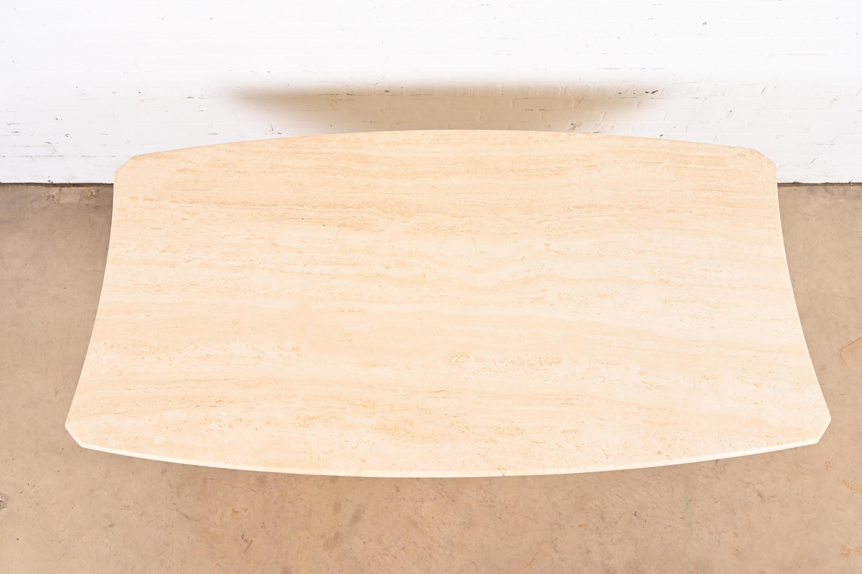 Modern Italian Travertine Pedestal Dining Table, Circa 1970s For Sale 4