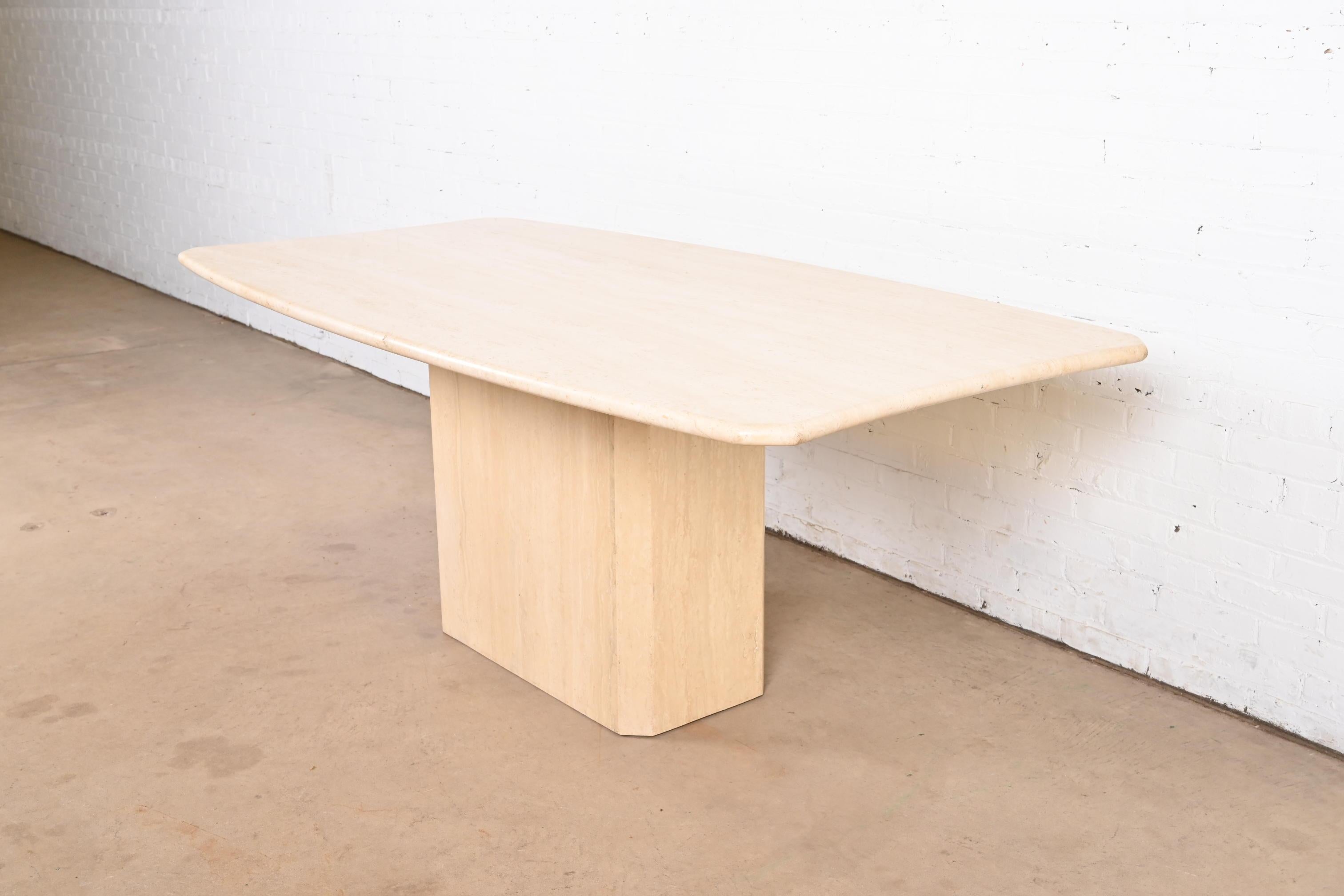 Mid-Century Modern Modern Italian Travertine Pedestal Dining Table, Circa 1970s For Sale