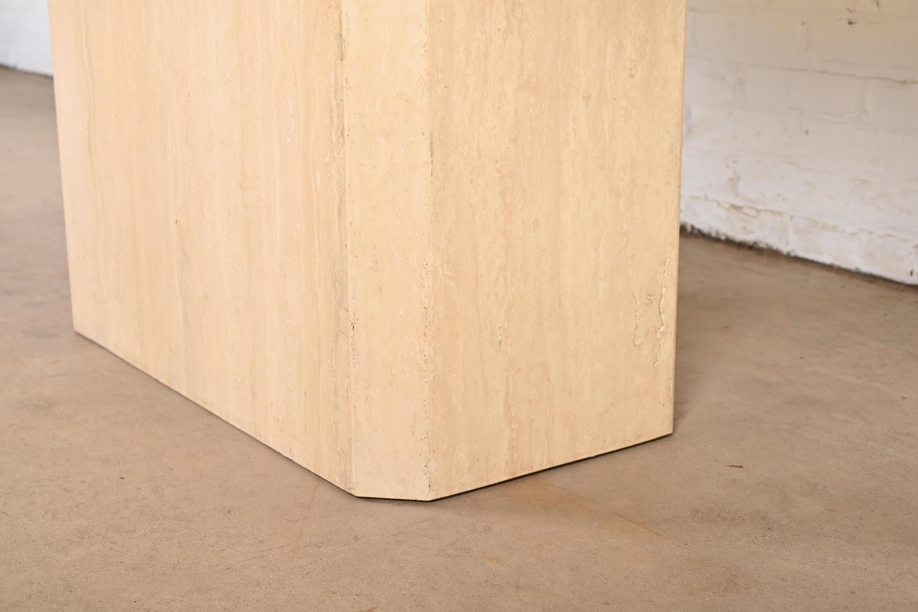 Modern Italian Travertine Pedestal Dining Table, Circa 1970s For Sale 2
