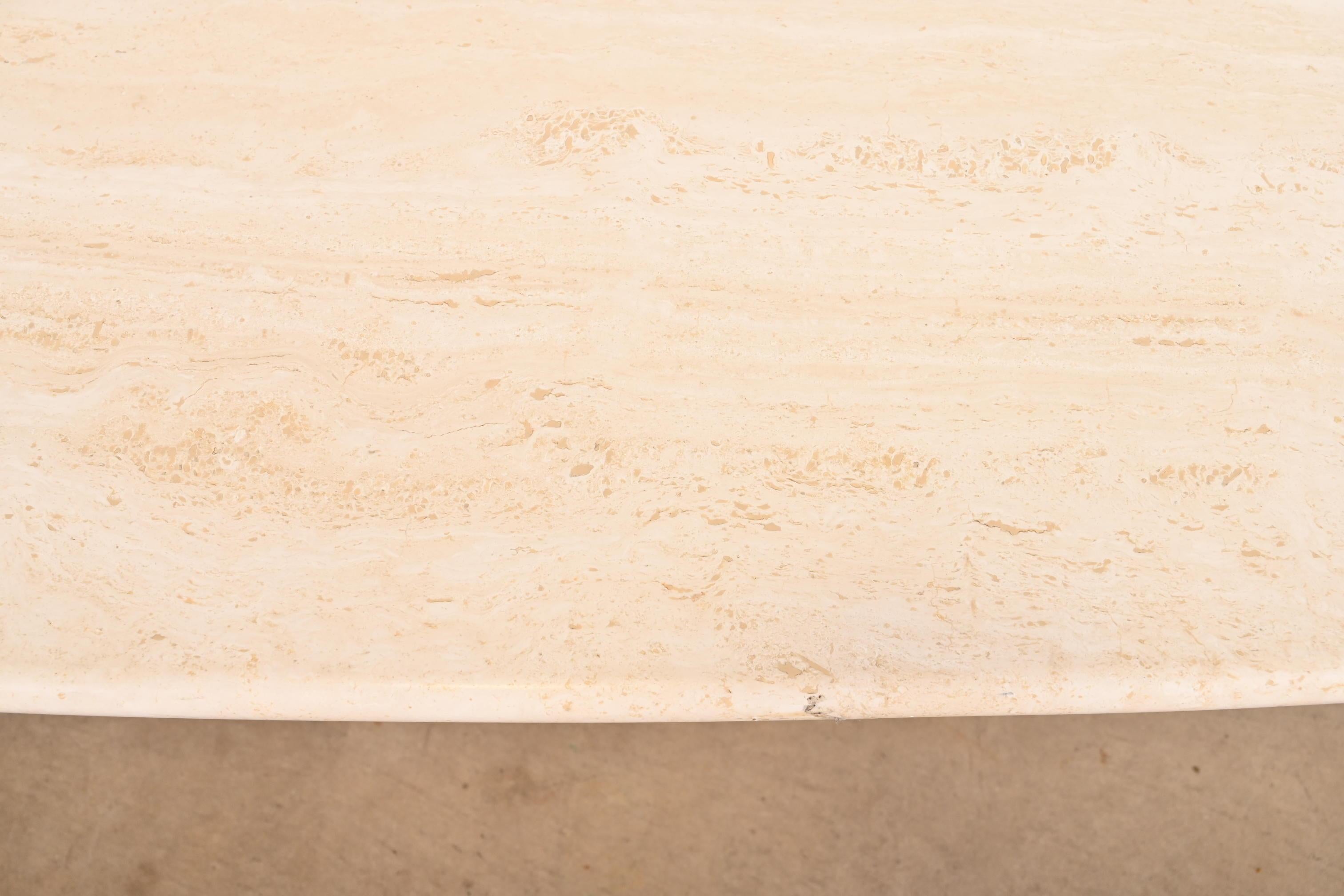 Modern Italian Travertine Pedestal Dining Table, Circa 1970s For Sale 3