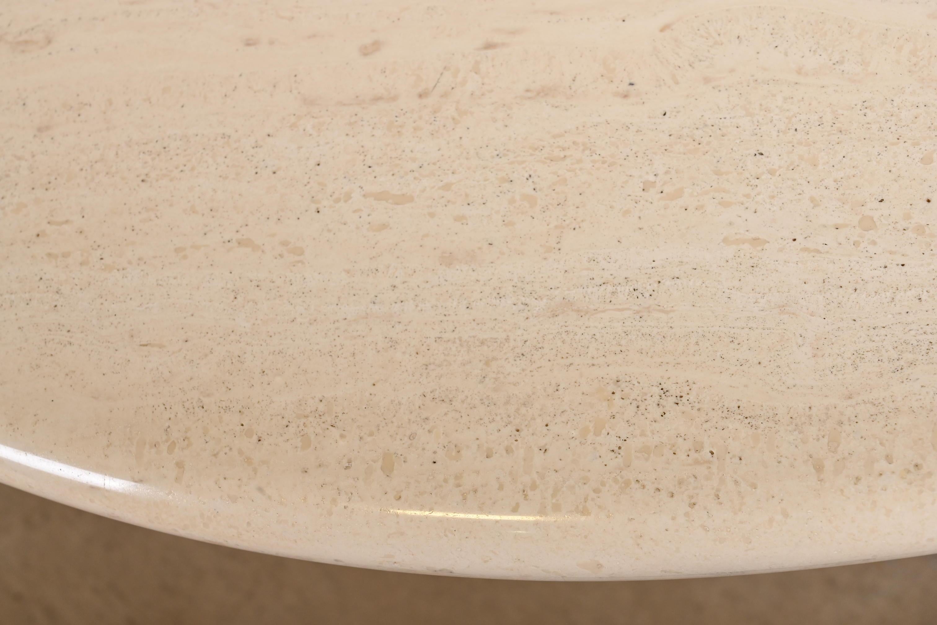 Modern Italian Travertine Round Pedestal Dining or Center Table by Ello, 1970s For Sale 5