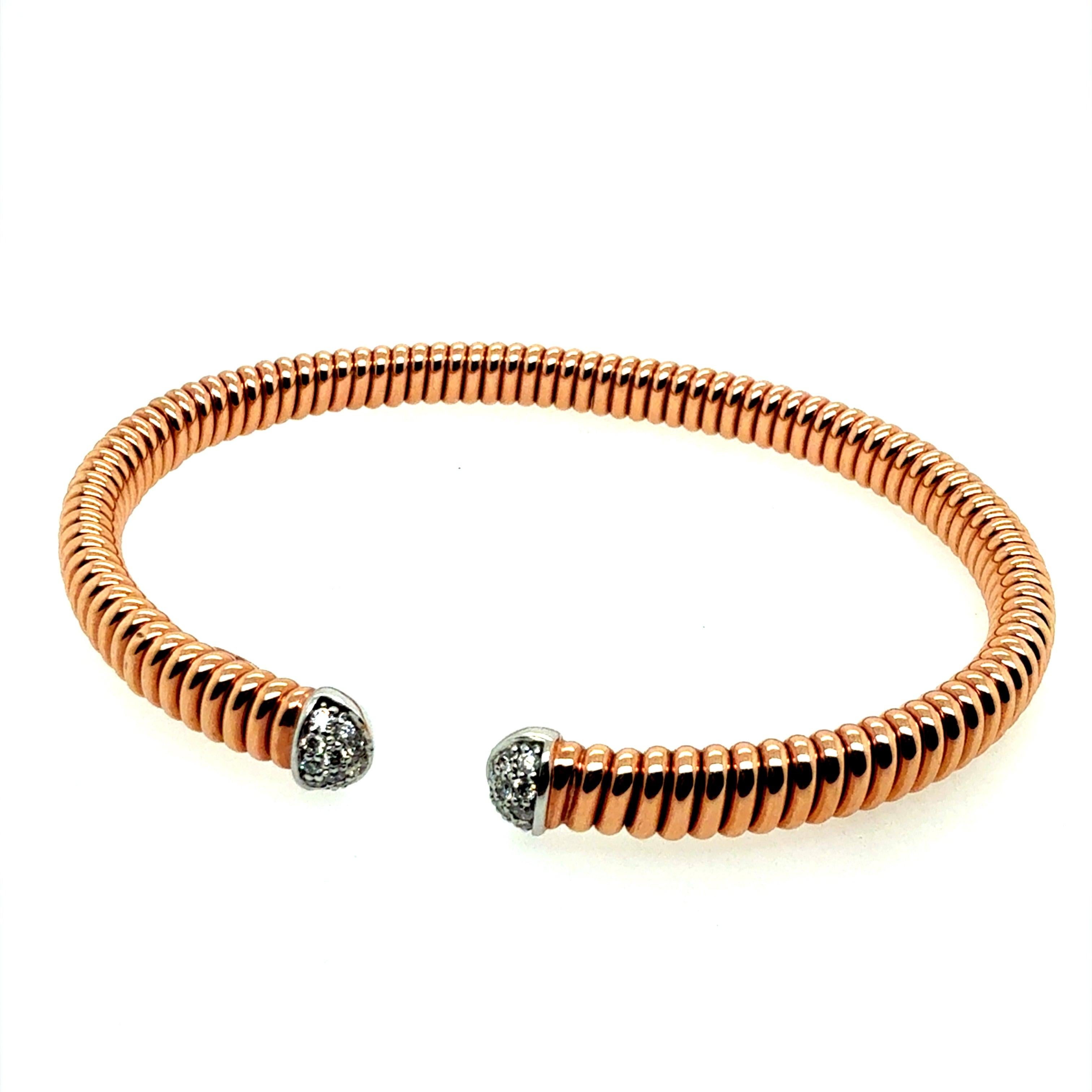 Modernes italienisches Dreifarbenarmband aus 18 Karat Gold mit 0,75 Karat Naturdiamanten von HERCO (Rundschliff) im Angebot