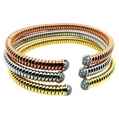 Modernes italienisches Dreifarbenarmband aus 18 Karat Gold mit 0,75 Karat Naturdiamanten von HERCO