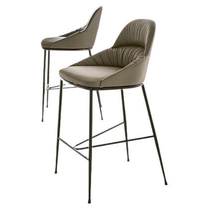 Modern Italian Upholstered Stool with Metal Frame from Bontempi Casa Collection For Sale