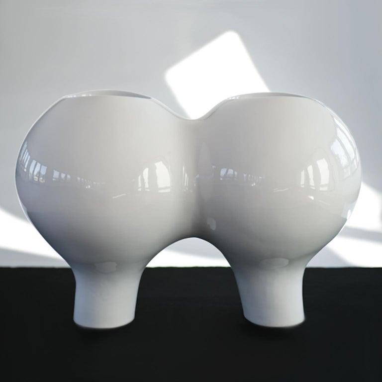 Vase sablier Blanc Studio-linie, Emmanuel Babled, Allemagne, 90s