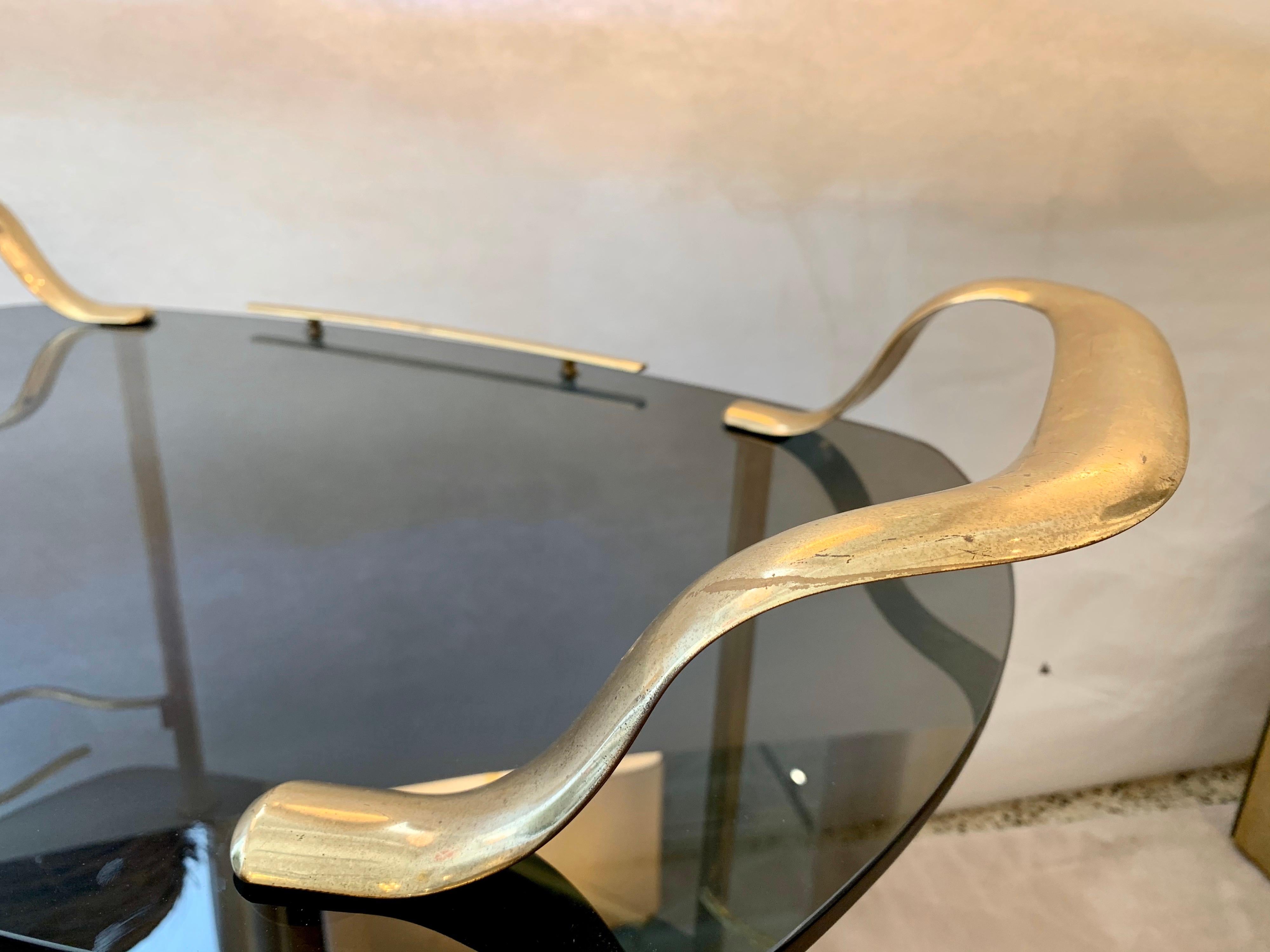 Modern Italian Vintage Brass and Glass Bar Cart 1