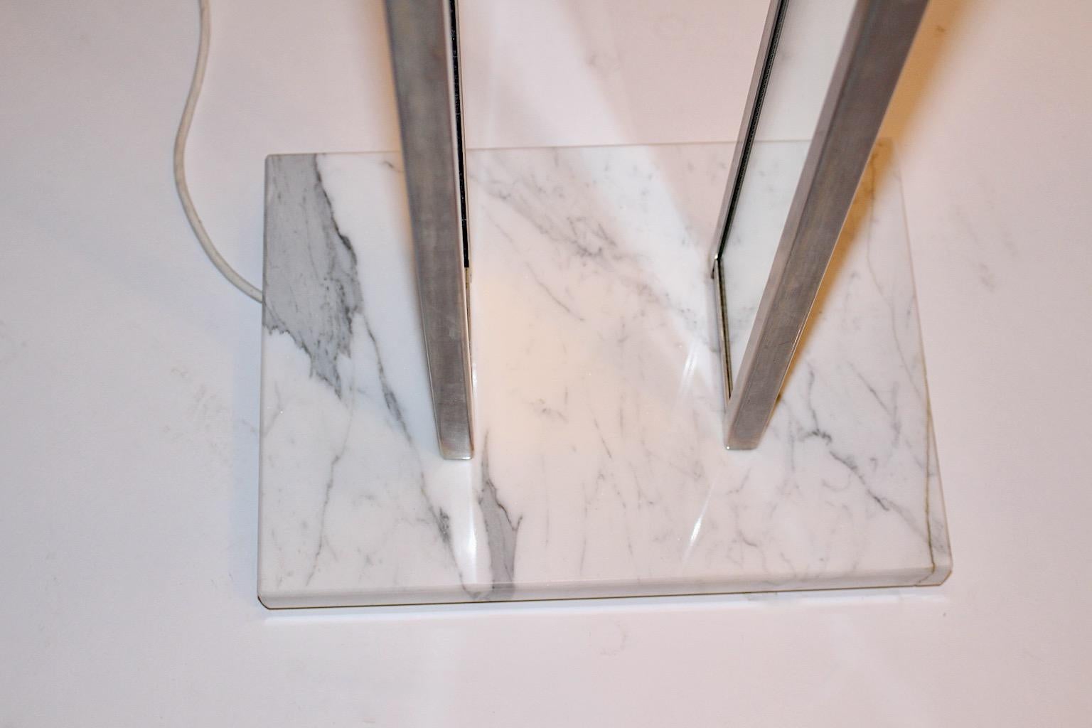 Modern Italian Vintage Marble Glass Metal Floor Lamps Duo Pair Poliarte 1980s For Sale 7