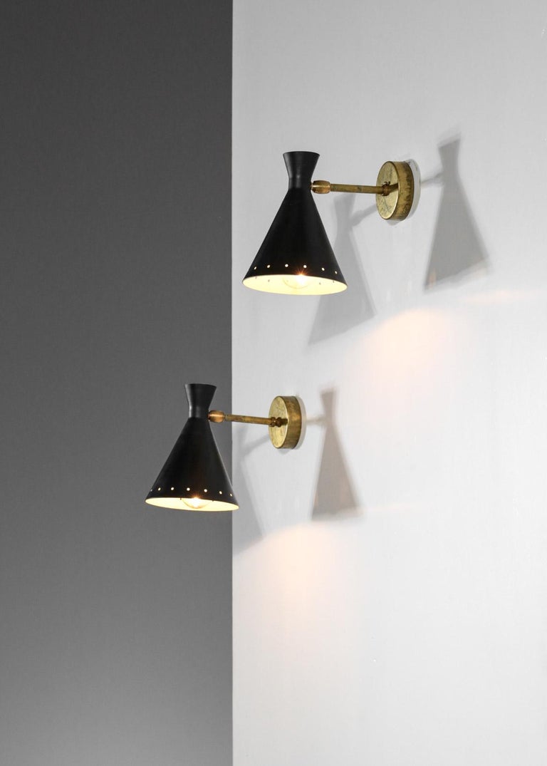Modern Italian Wall Lights "cocotte" Black Stilnovo Style Bedside For