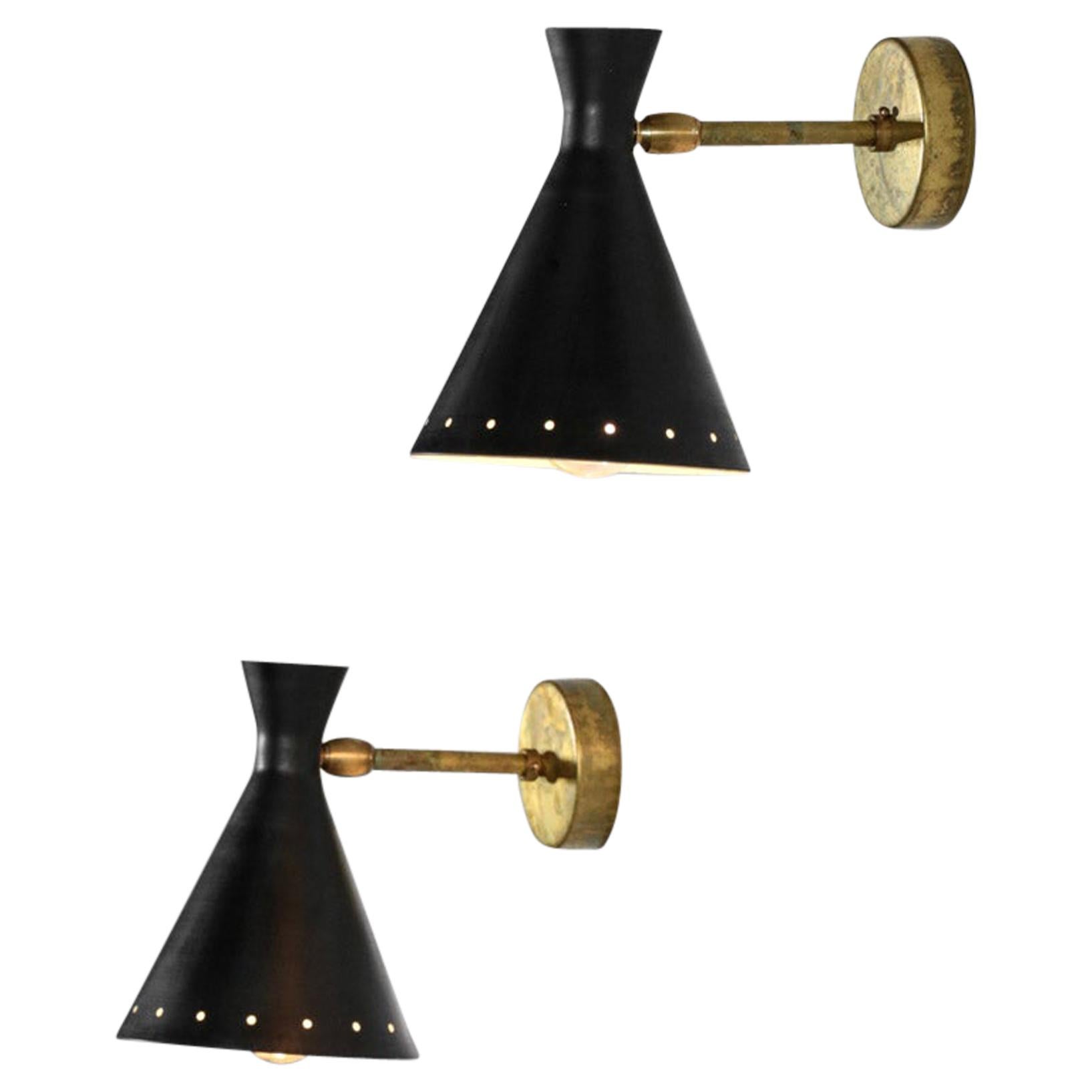 Modern Italian Wall Lights "cocotte" Black Stilnovo Style Bedside For Sale