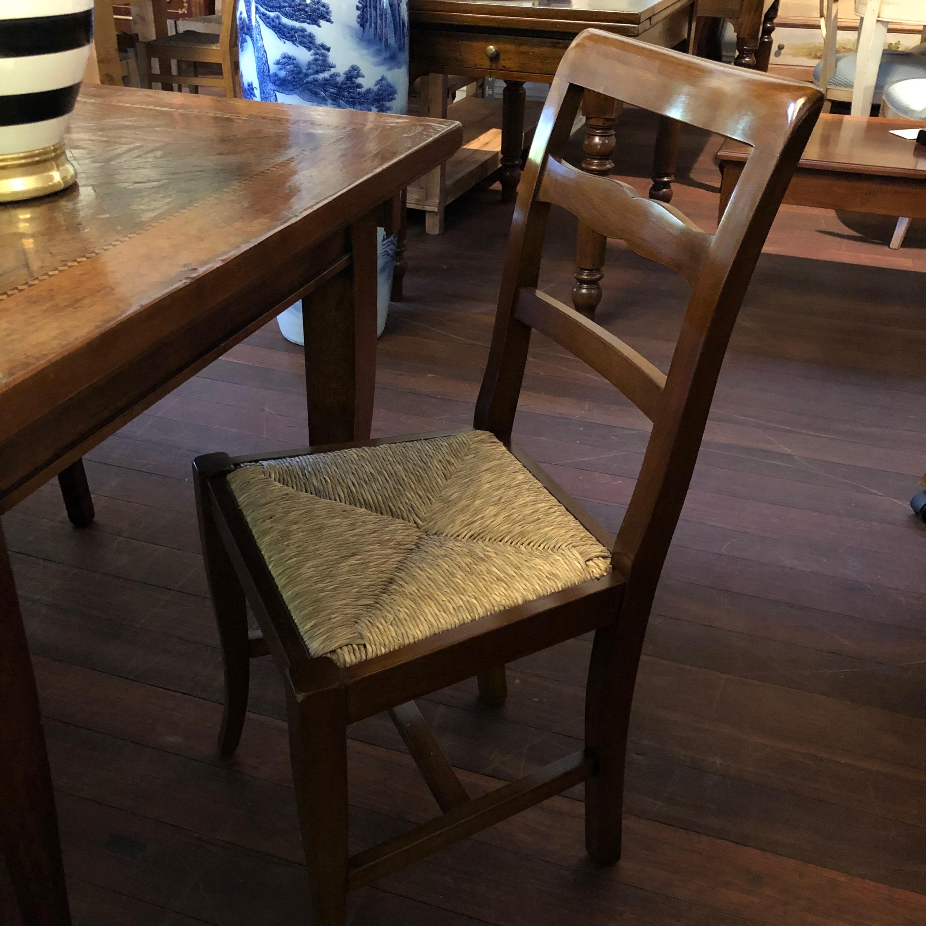 Modern Italian Walnut Ladder Back Rush Seating Dining Chairs, Ten Available In New Condition For Sale In Perth , AU