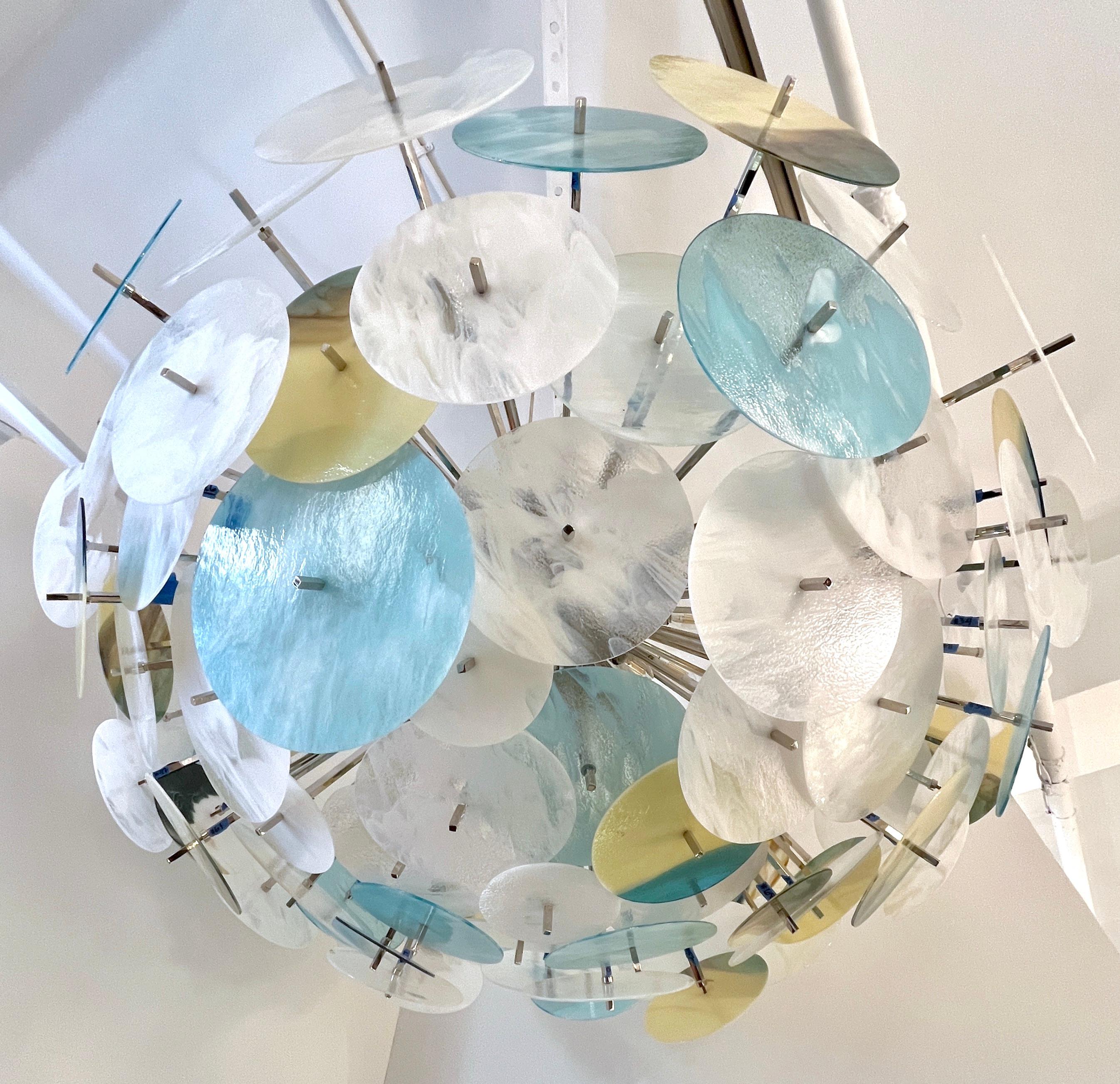 An explosion of colors! or a subtle statement to your choice: This contemporary post-modern Sputnik chandelier/flush mount, is entirely customizable and handcrafted in Italy: an enticing modern design, exclusive by Cosulich Interiors & Antiques,